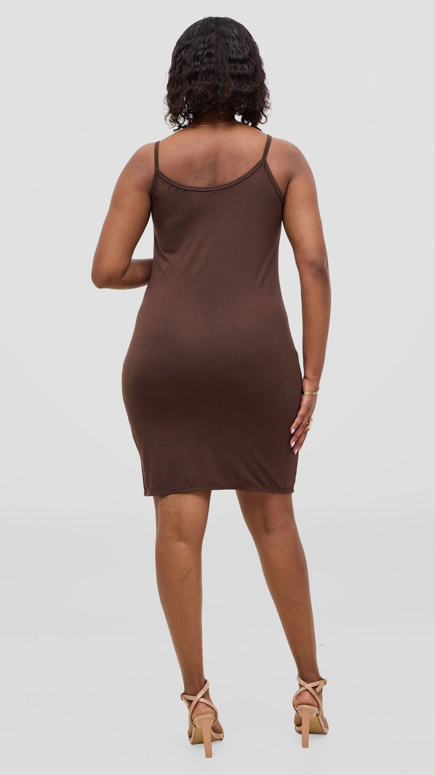 Vivo Rayon Jersey Slip Dress - Chocolate