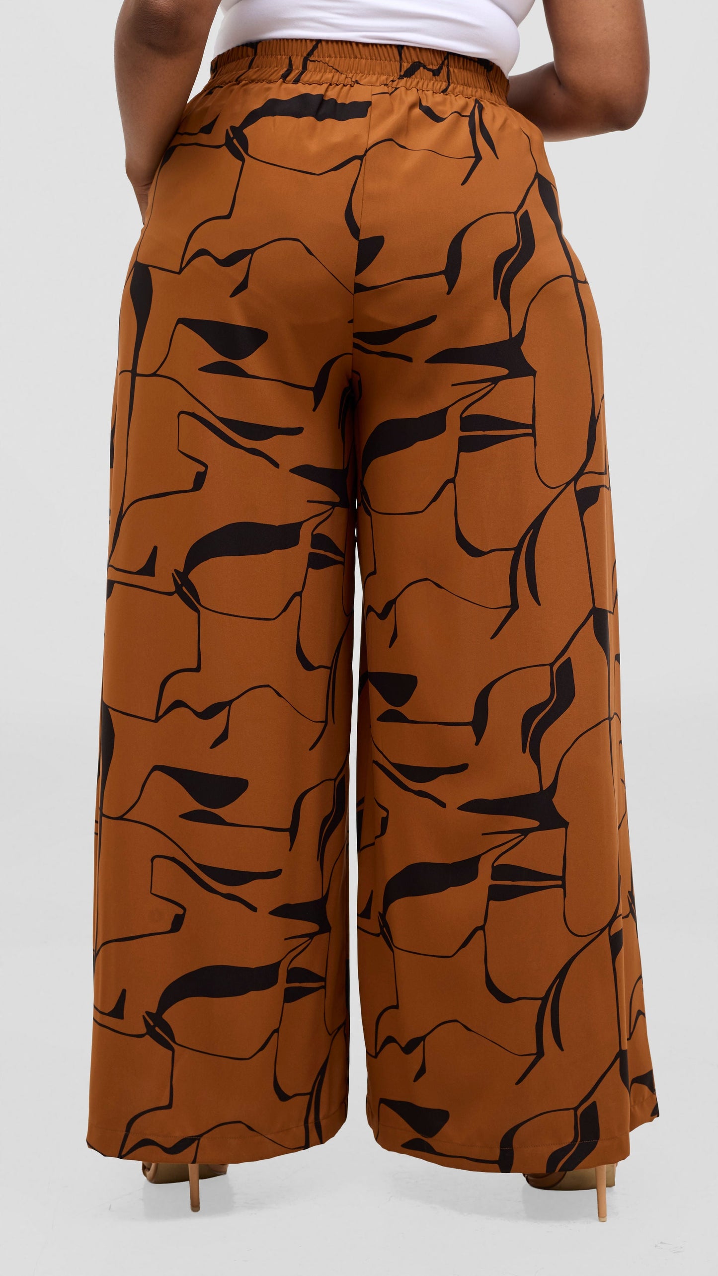 Vivo Liora Wide Leg Pants - Rust / Black Ziza Print