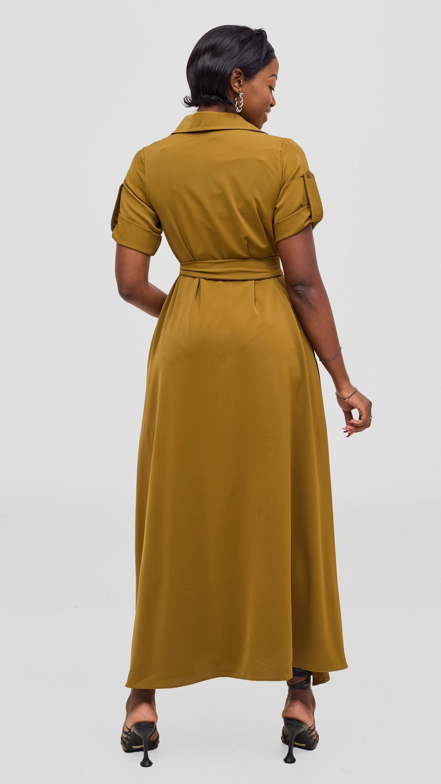Vivo Yumi Maxi Shirt Dress - Dark Olive