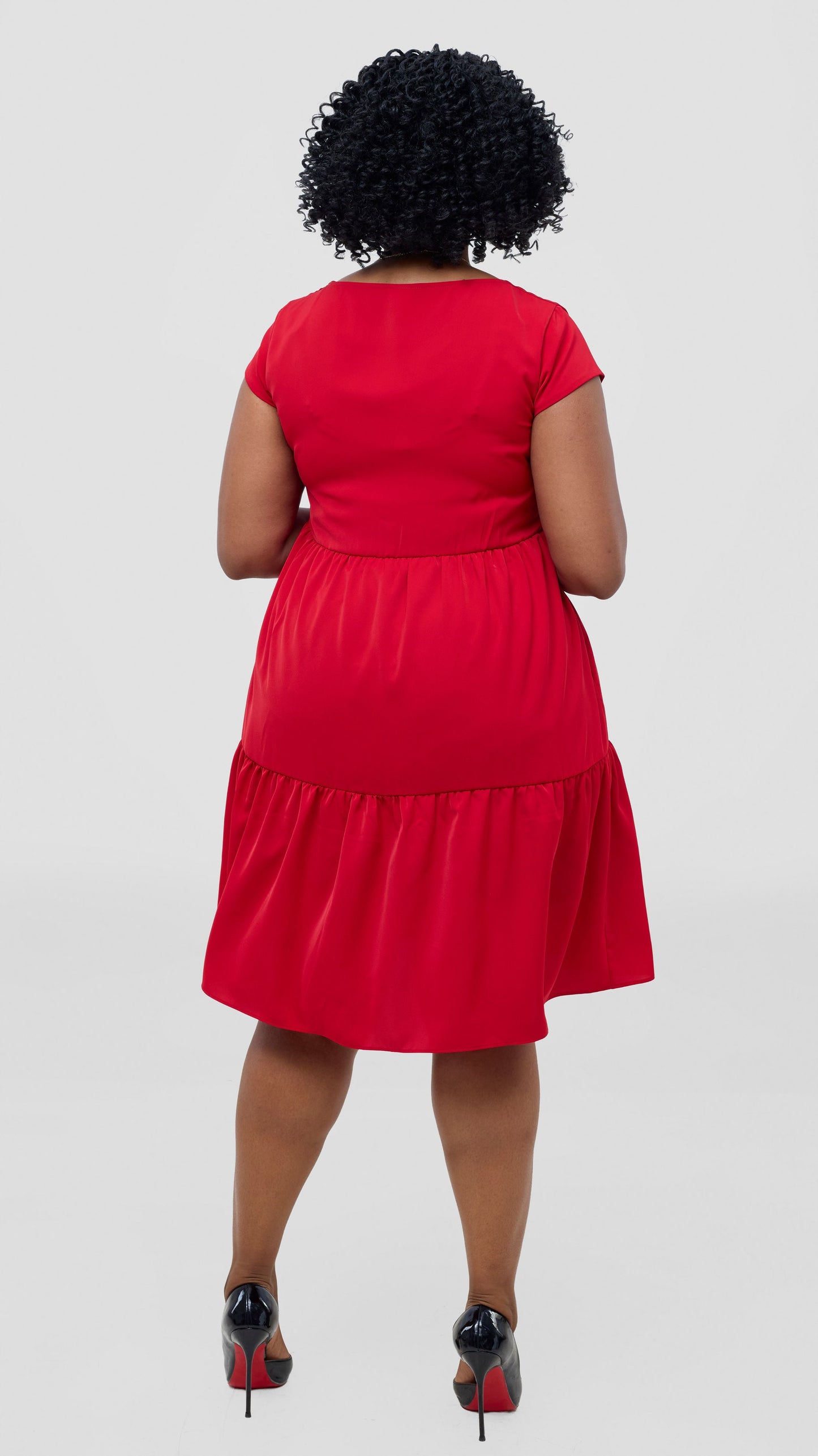 Vivo Pelia Round Neck Dress - Dark Red