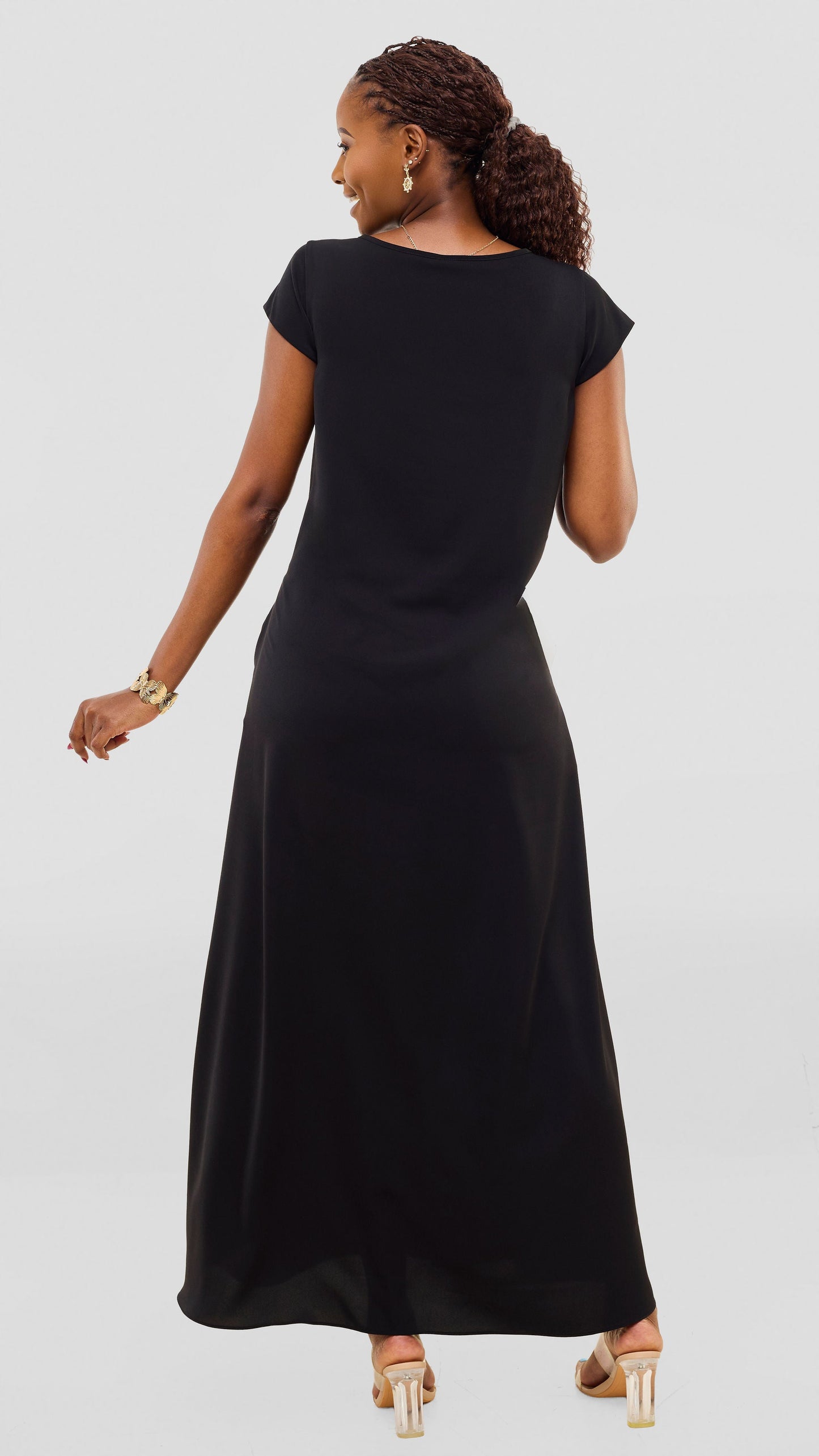 Vivo Sakari Cap Sleeve Maxi Dress - Black