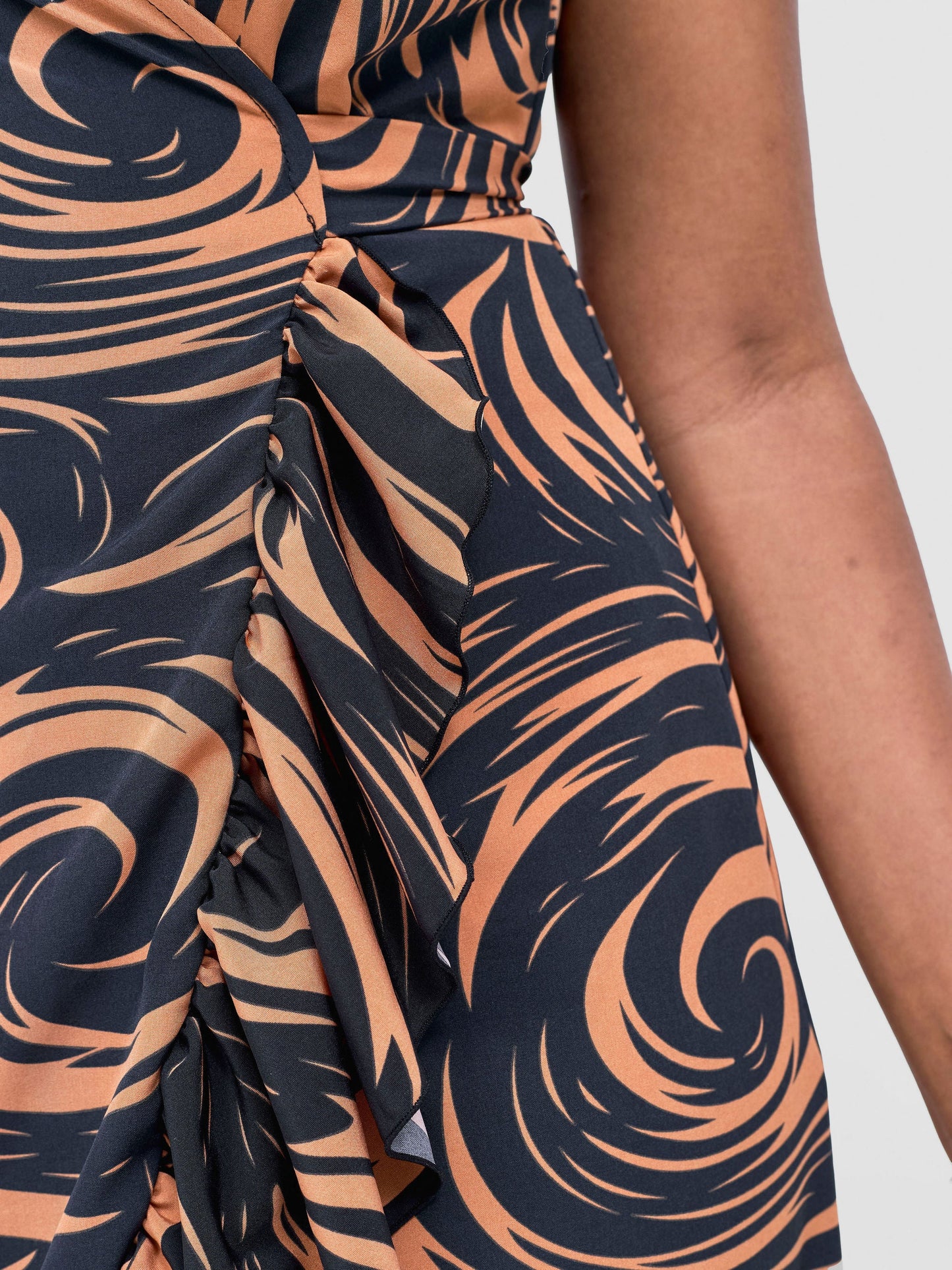 Vivo Nasinka Wrap Dress - Black / Rust Naka Print