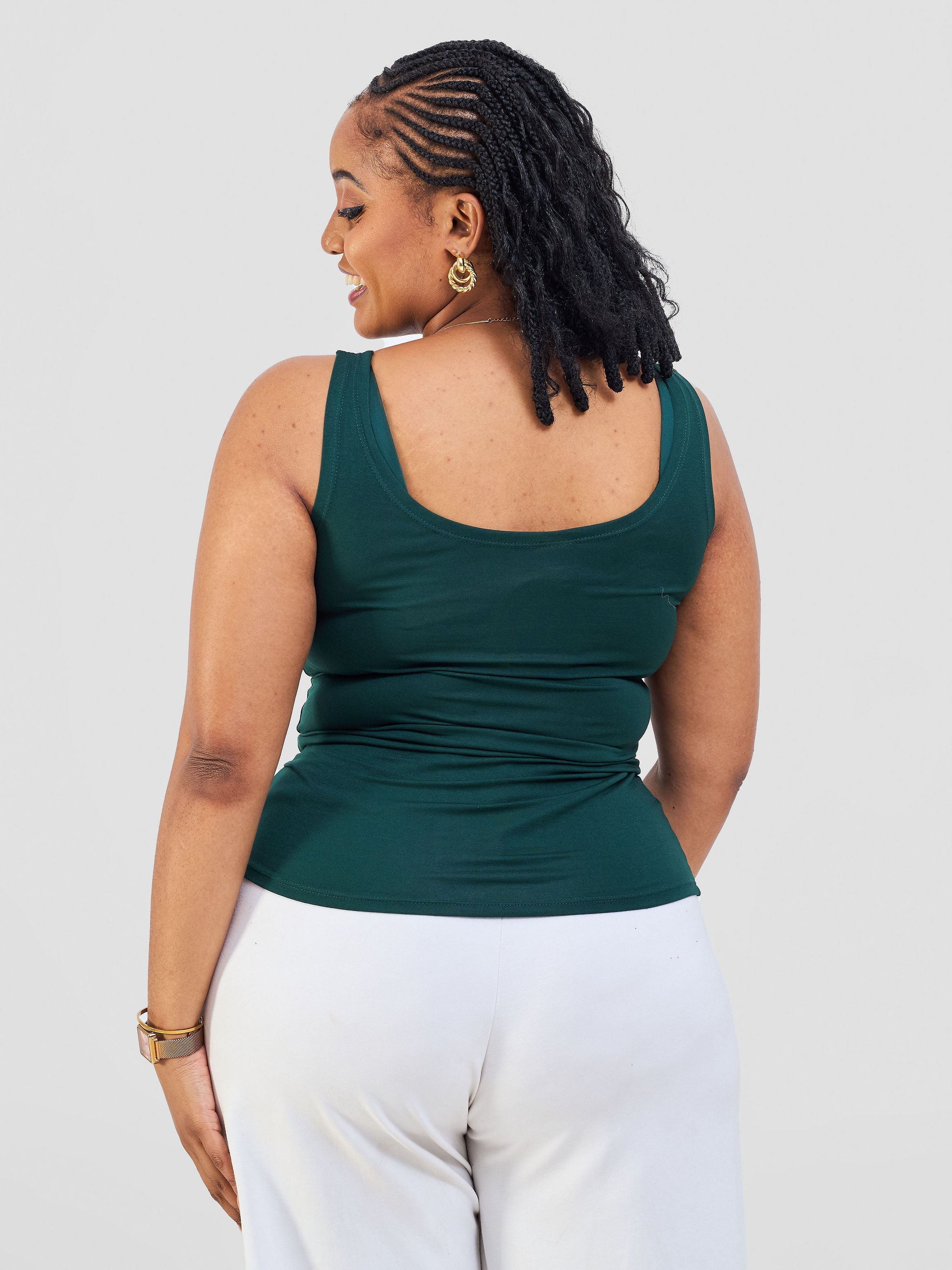 Vivo Basic Drop Shoulder Top - Dark Green