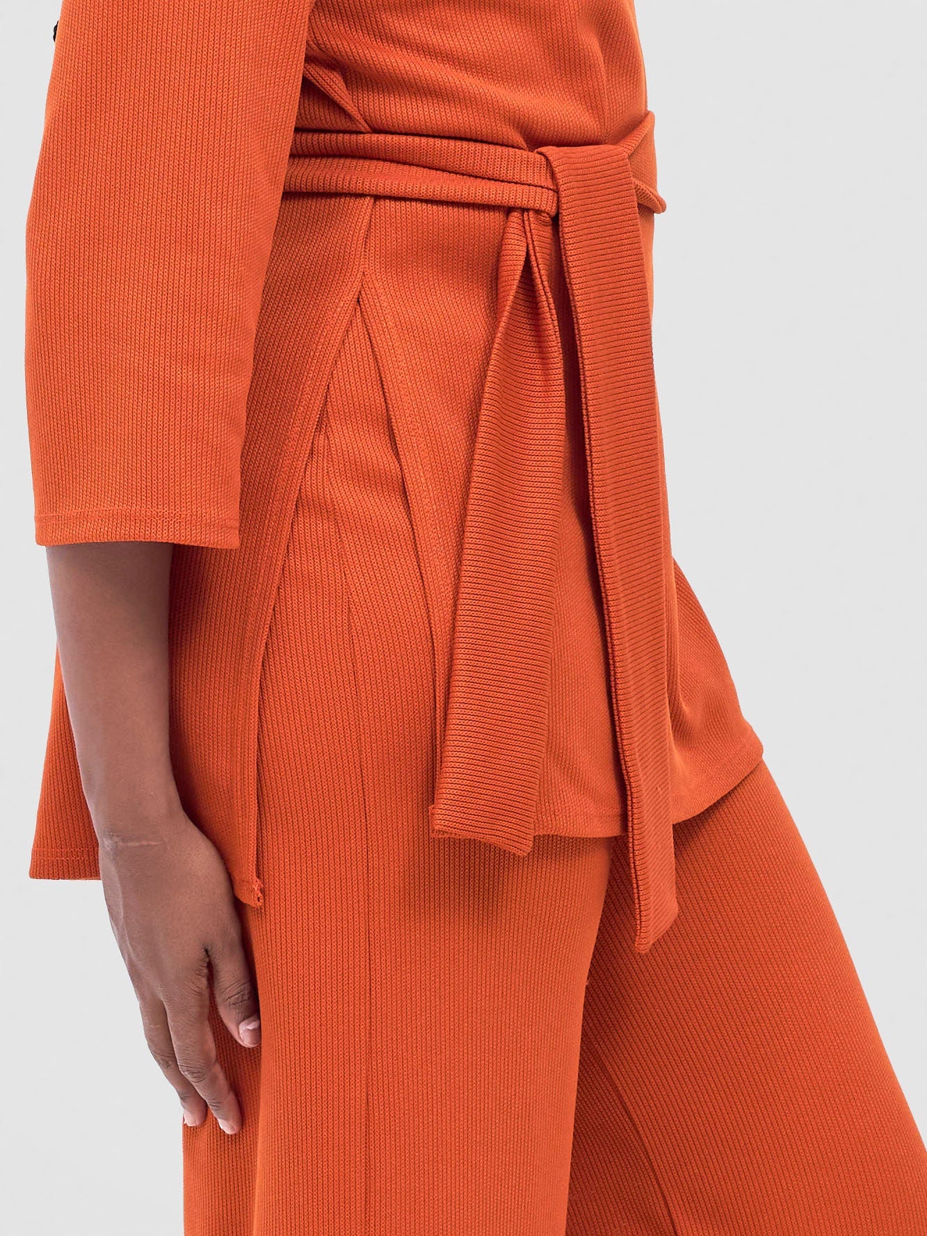 Vivo Rema 3/4 Sleeve Side Slit Tunic Top - Burnt Orange