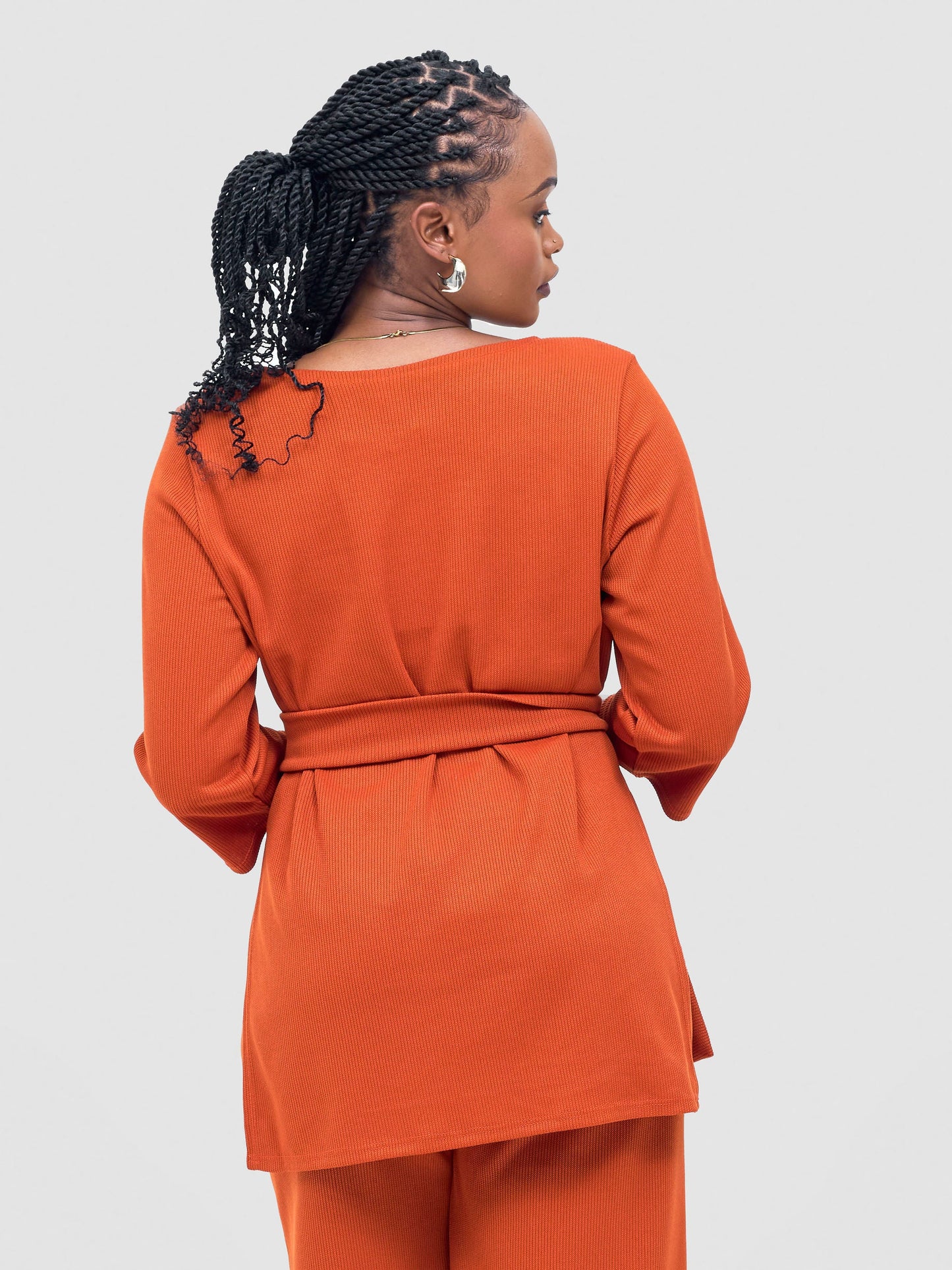 Vivo Rema 3/4 Sleeve Side Slit Tunic Top - Burnt Orange