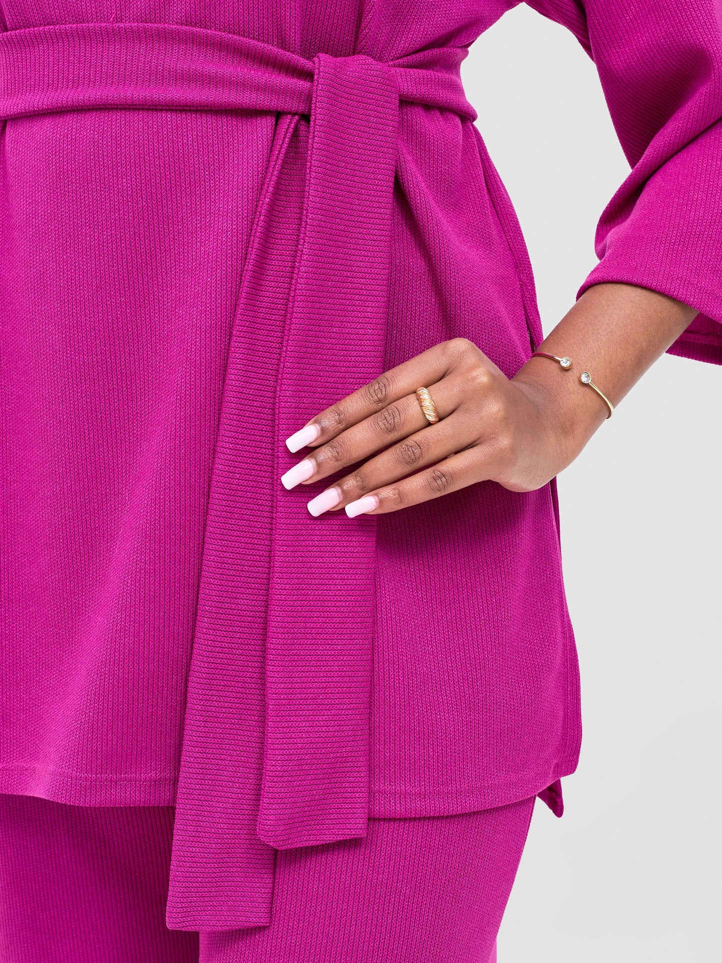 Vivo Rema 3/4 Sleeve Side Slit Tunic Top - Fuschia
