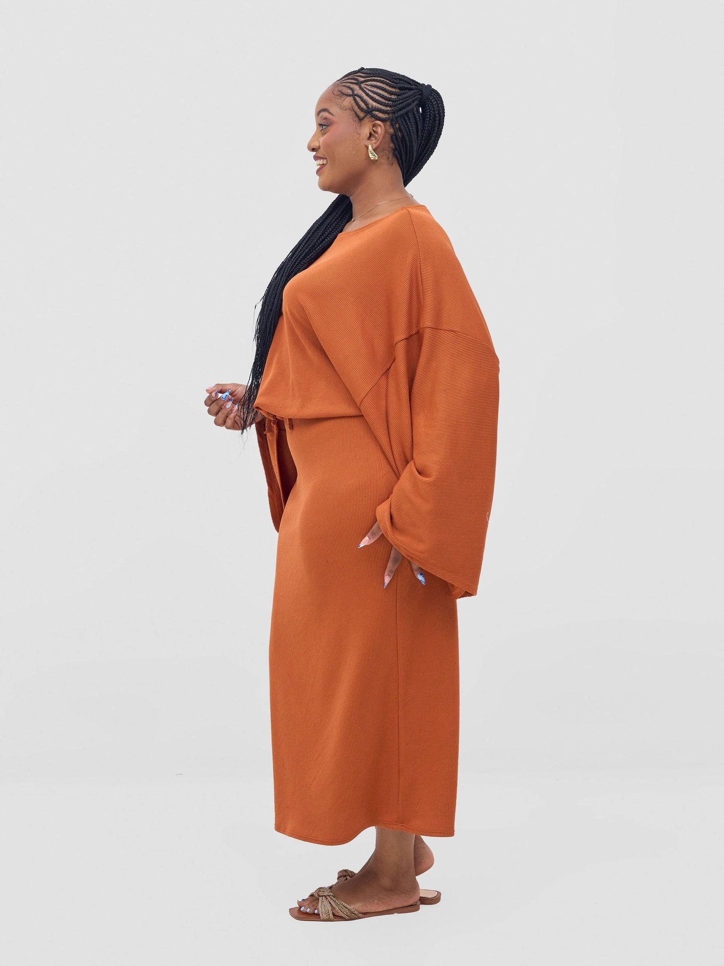 Vivo Safa Drawstring Wide Top - Burnt Orange