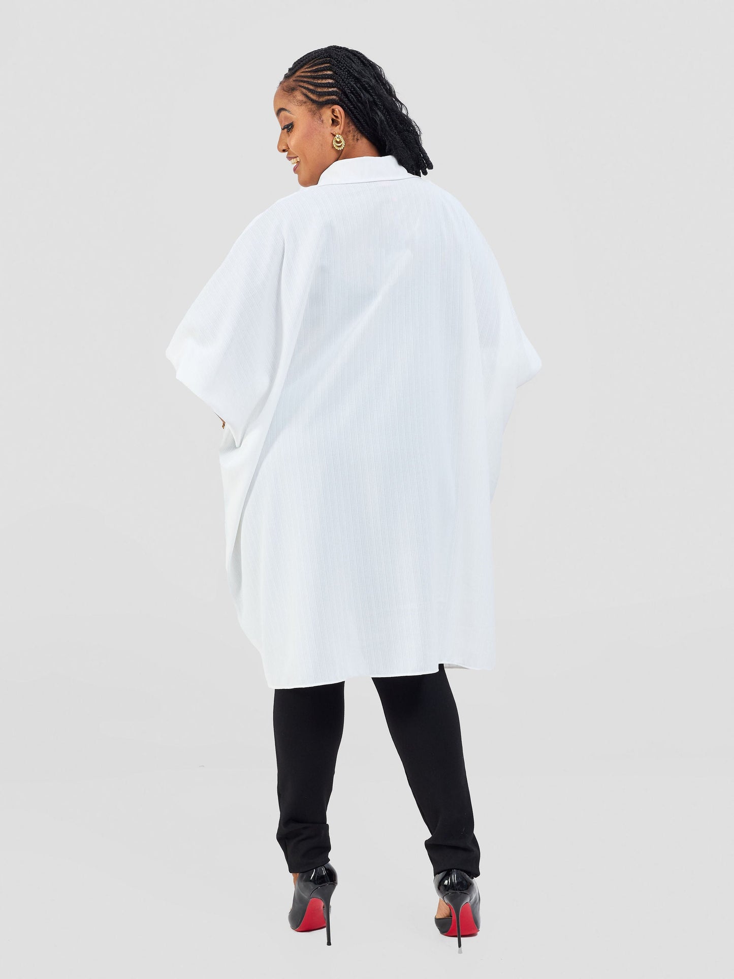 Vivo Ava Shirt Collar Tunic Top - Off White