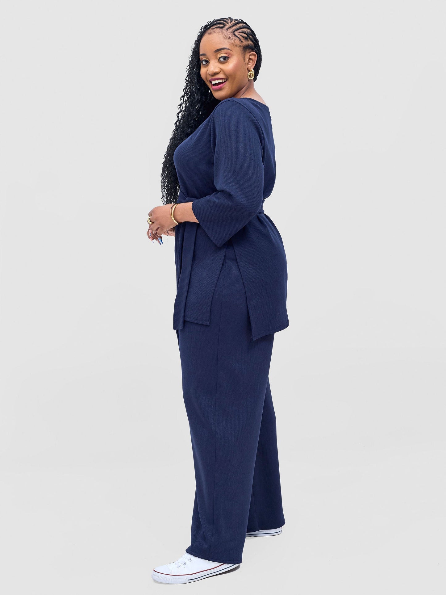 Vivo Rema Straight Leg Pants - Navy