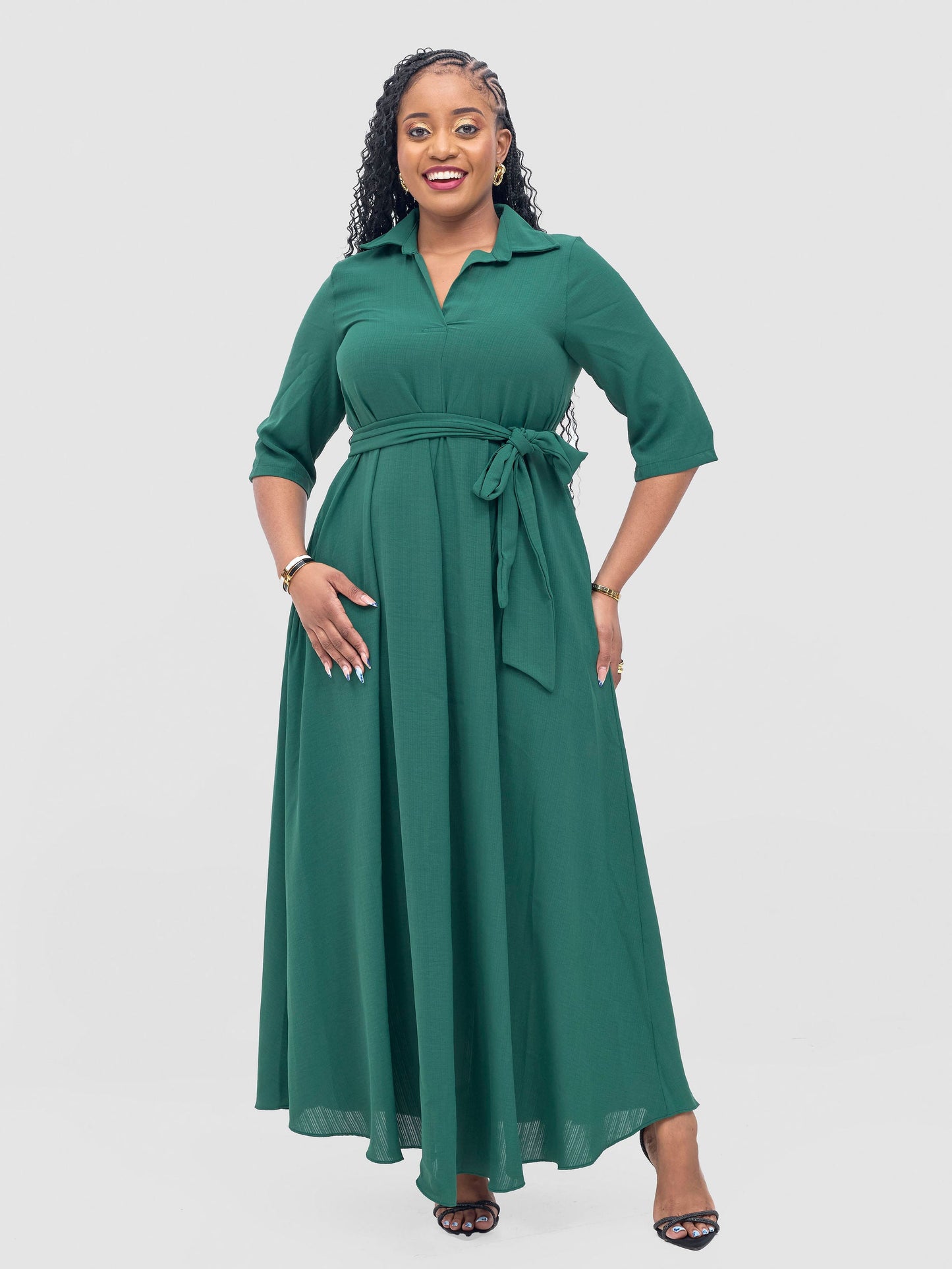 Vivo Yumi Maxi Shirt Dress - Dark Green