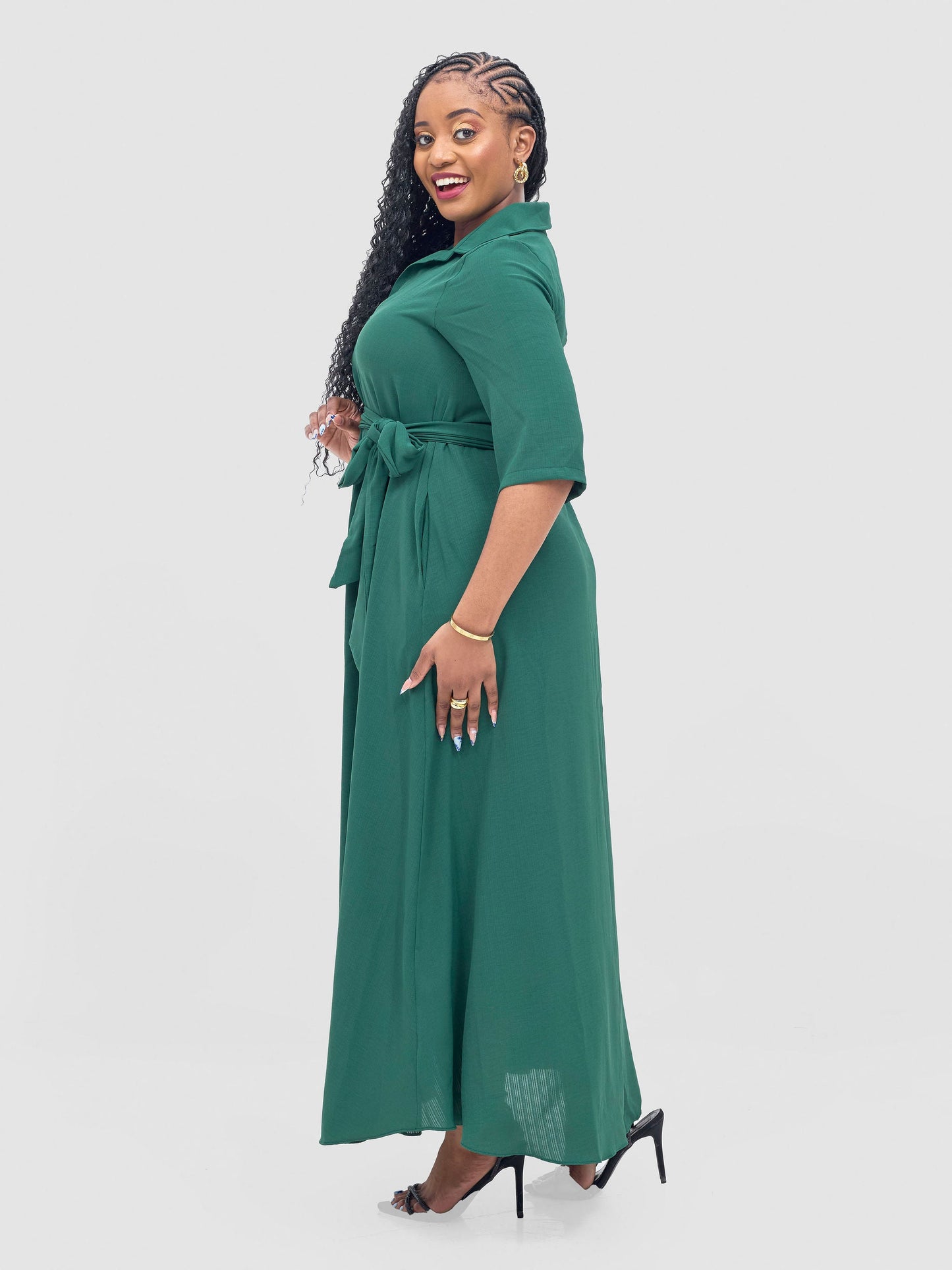 Vivo Yumi Maxi Shirt Dress - Dark Green