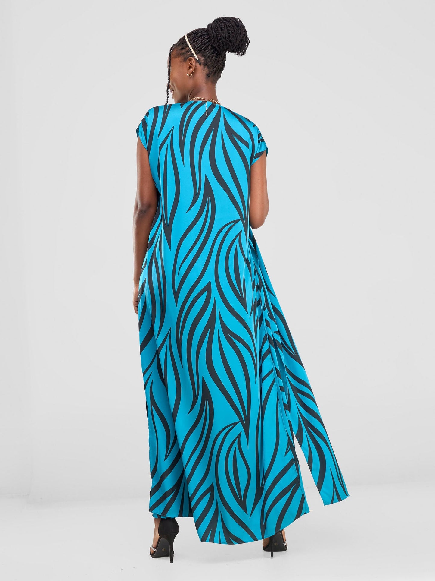 Vivo Chidii Drop Shoulder Kimono - Teal / Black Ameli Print