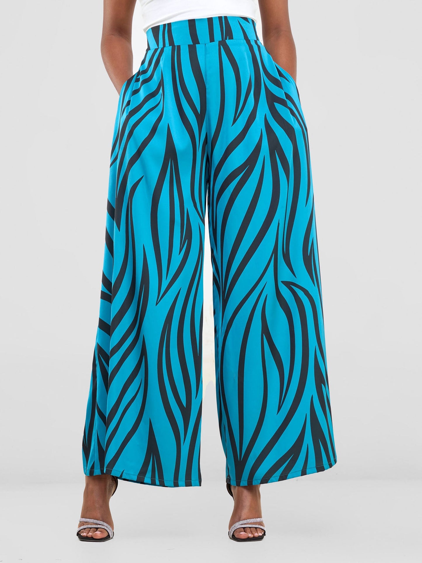 Vivo Chidii Wide Leg Pants - Teal / Black Ameli Print