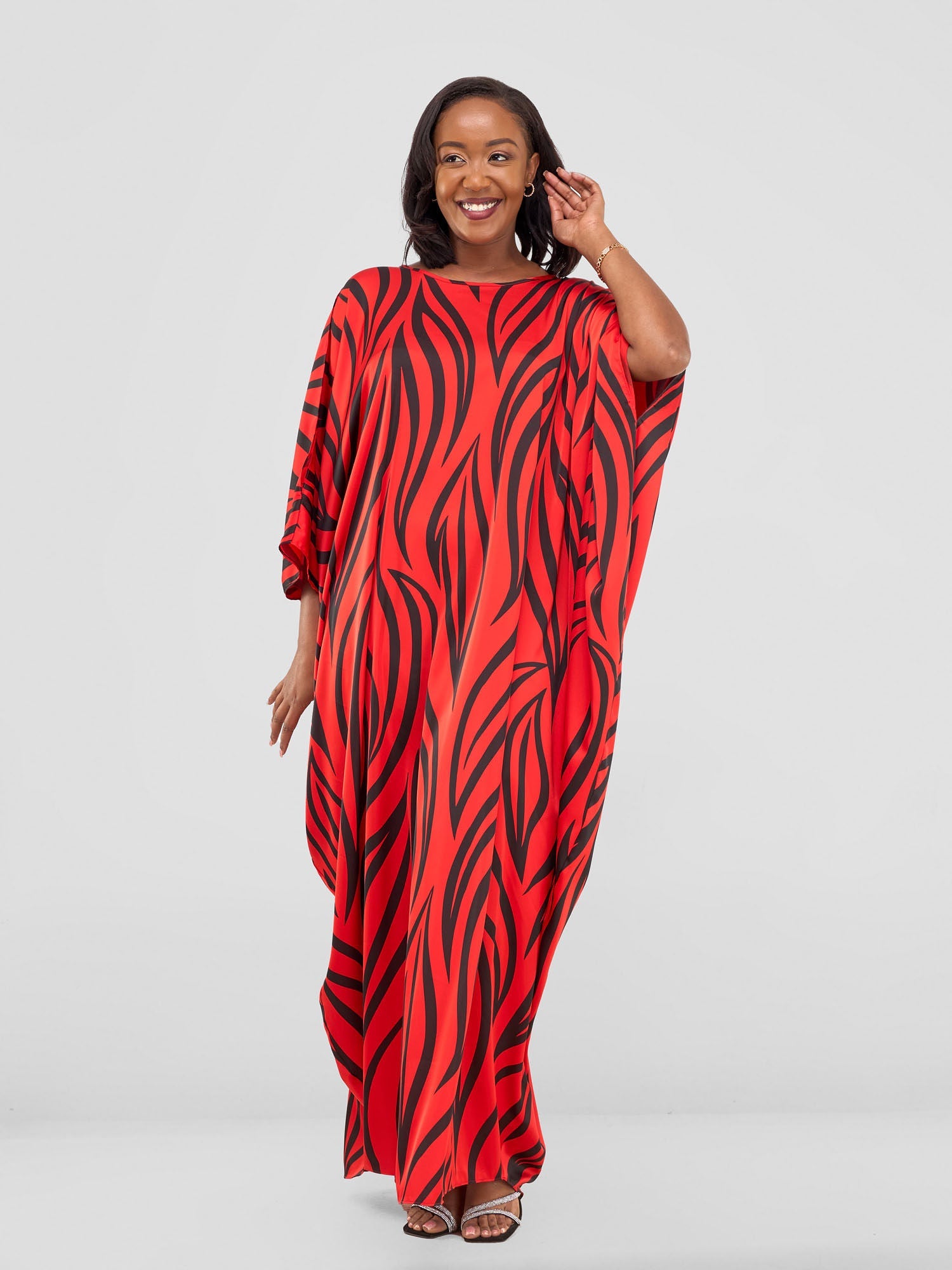 Vivo Chidii Maxi Kaftan - Red / Black Ameli Print