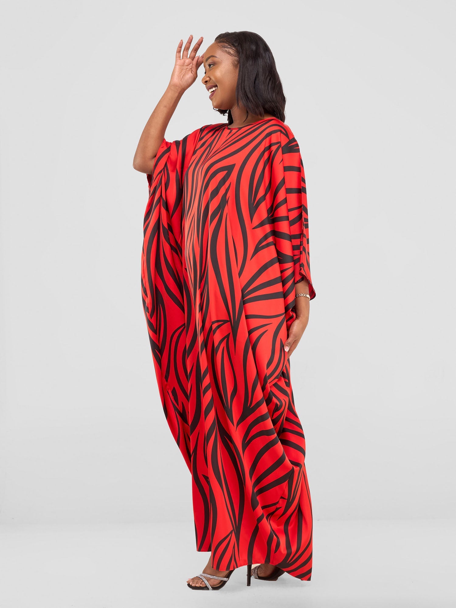 Vivo Chidii Maxi Kaftan - Red / Black Ameli Print