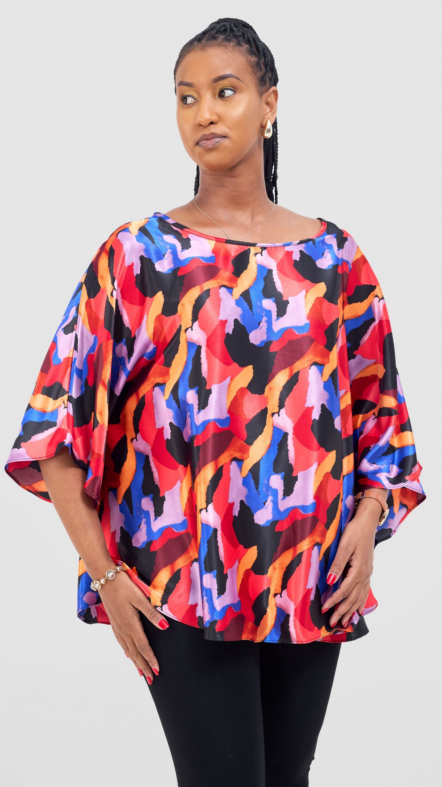 Vivo Keza Circular Loose Top - Purple / Navy Daze Print