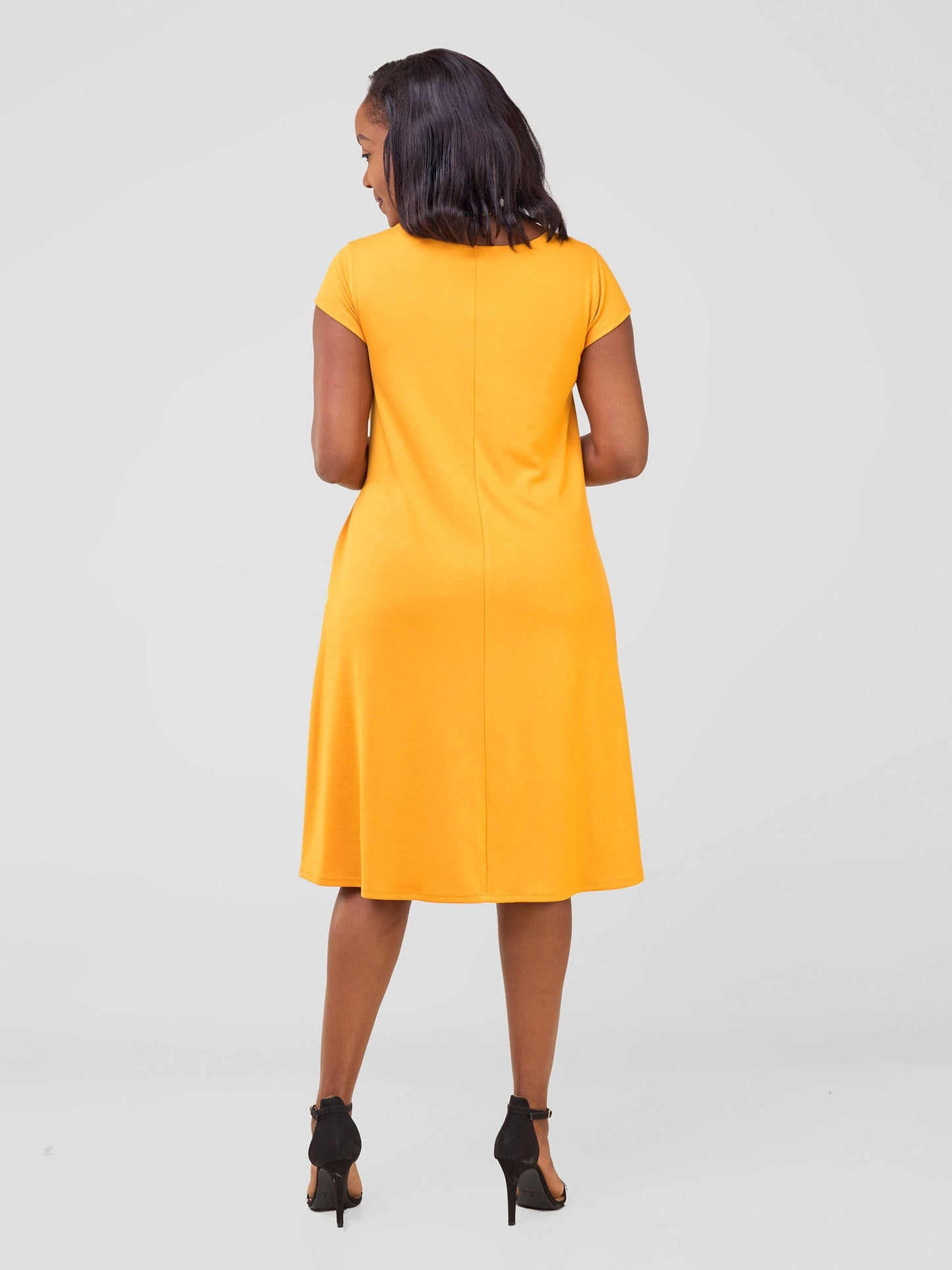 Vivo Leila Cap Sleeve Tent Knee Length Dress - Mustard