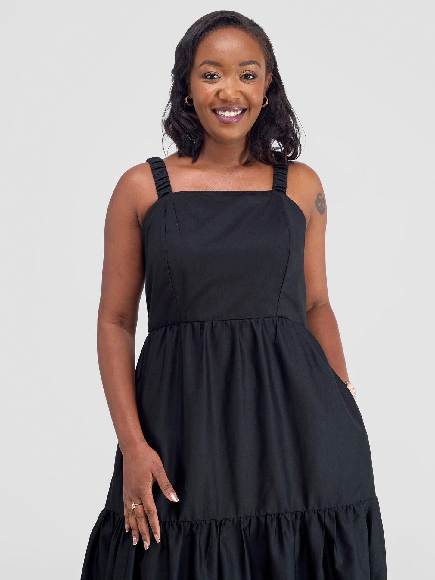Safari Kikoy Tie Back Maxi Dress - Black