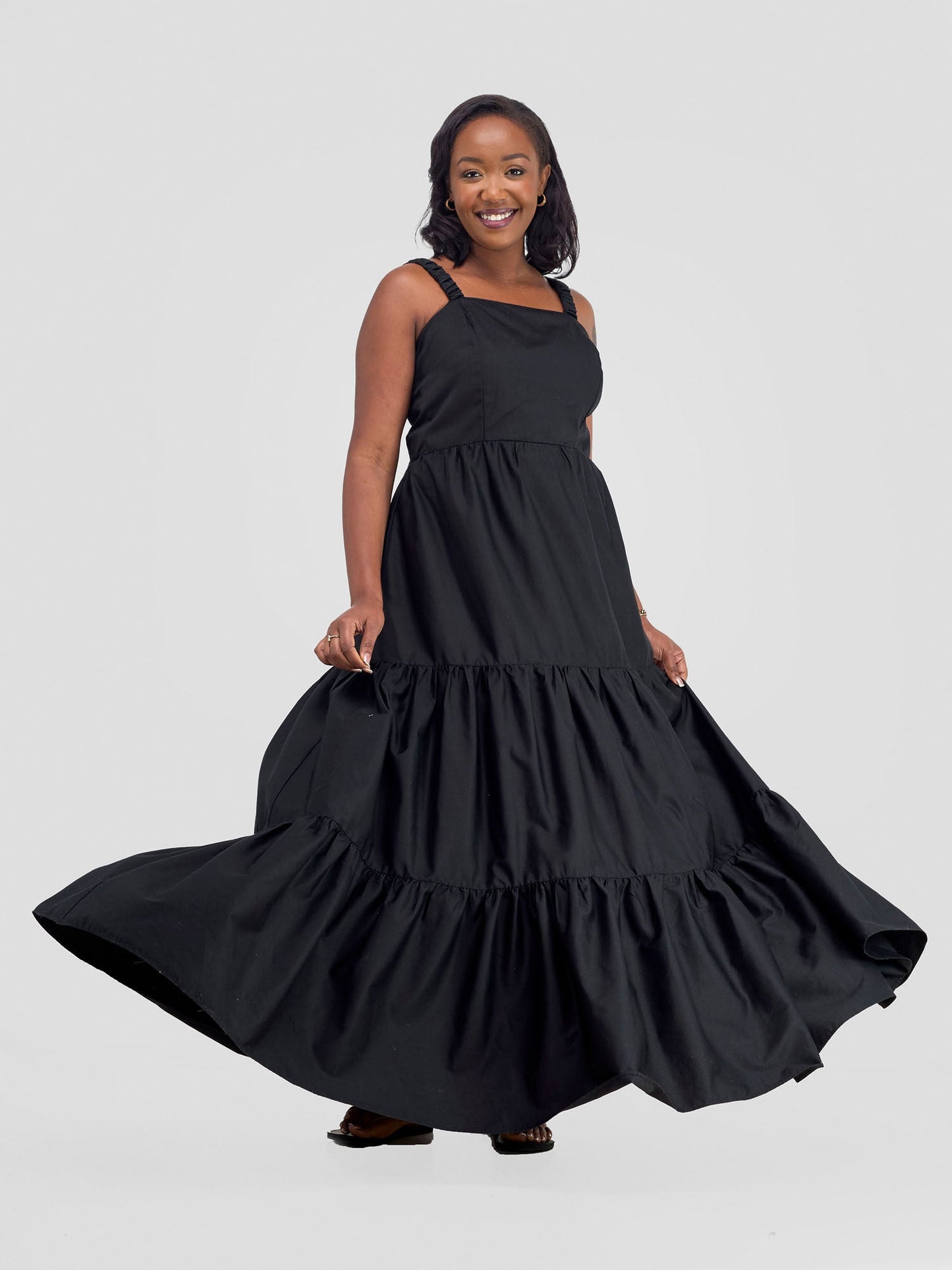 Safari Kikoy Tie Back Maxi Dress - Black
