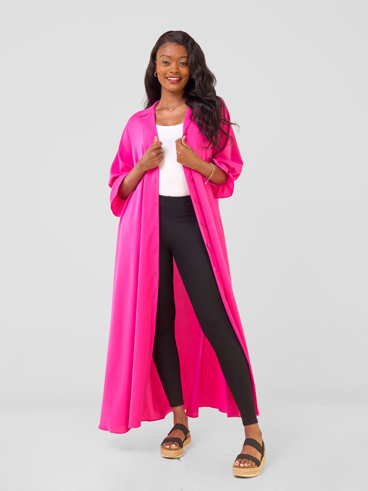 Vivo Hadiya Flounce Sleeve Maxi - Pink