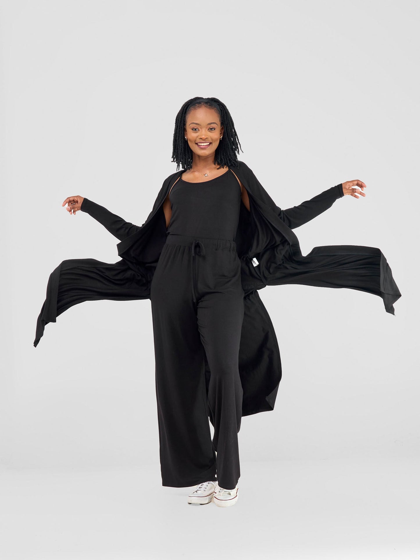 Safari Long Sleeve Waterfall - Black
