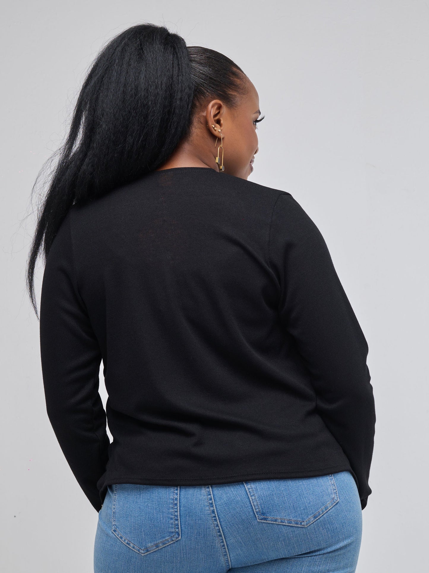 Vivo Short Side Pleat Sweater - Black