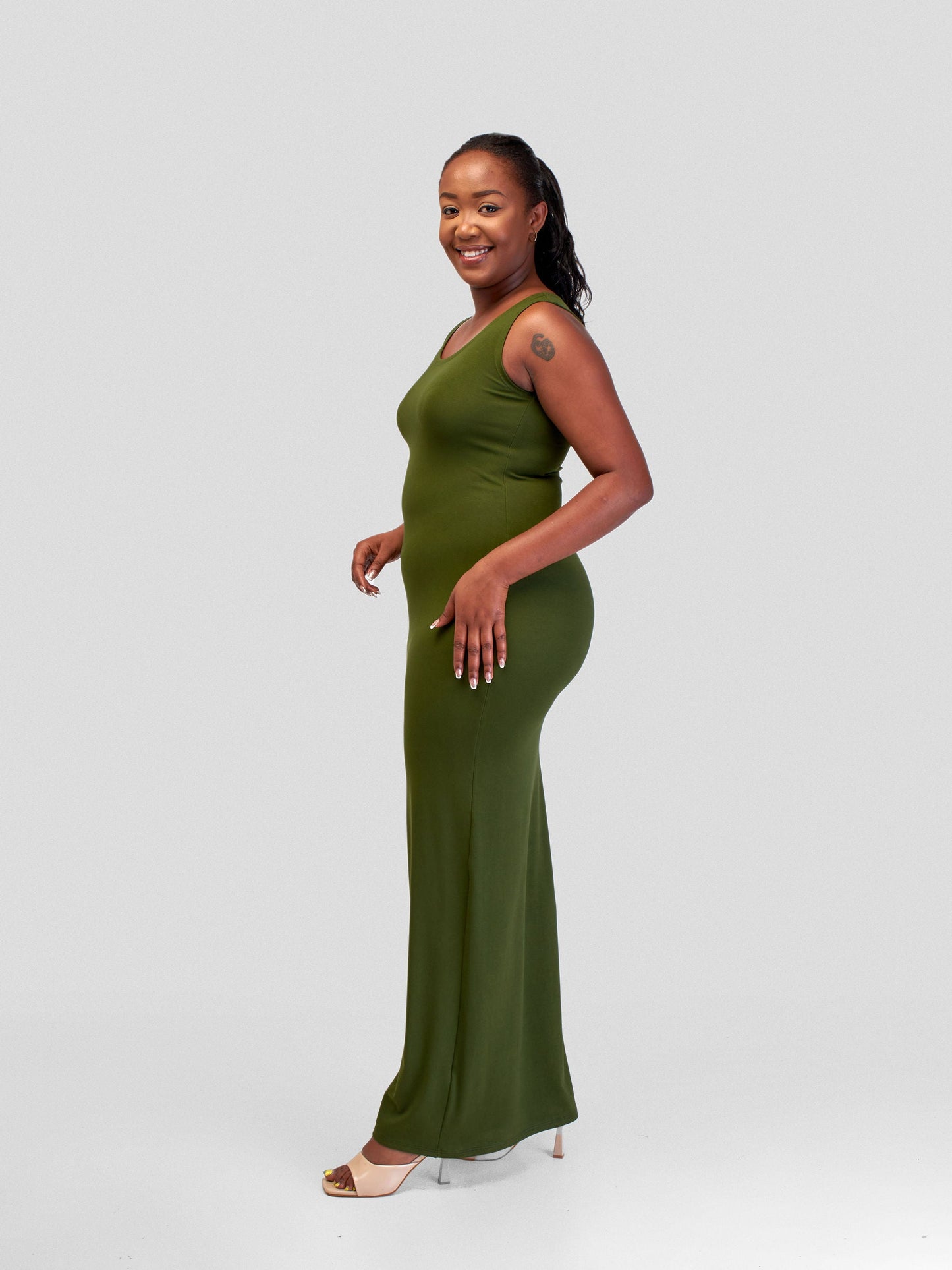 Vivo Basic Straight Maxi Dress - Hunters Green