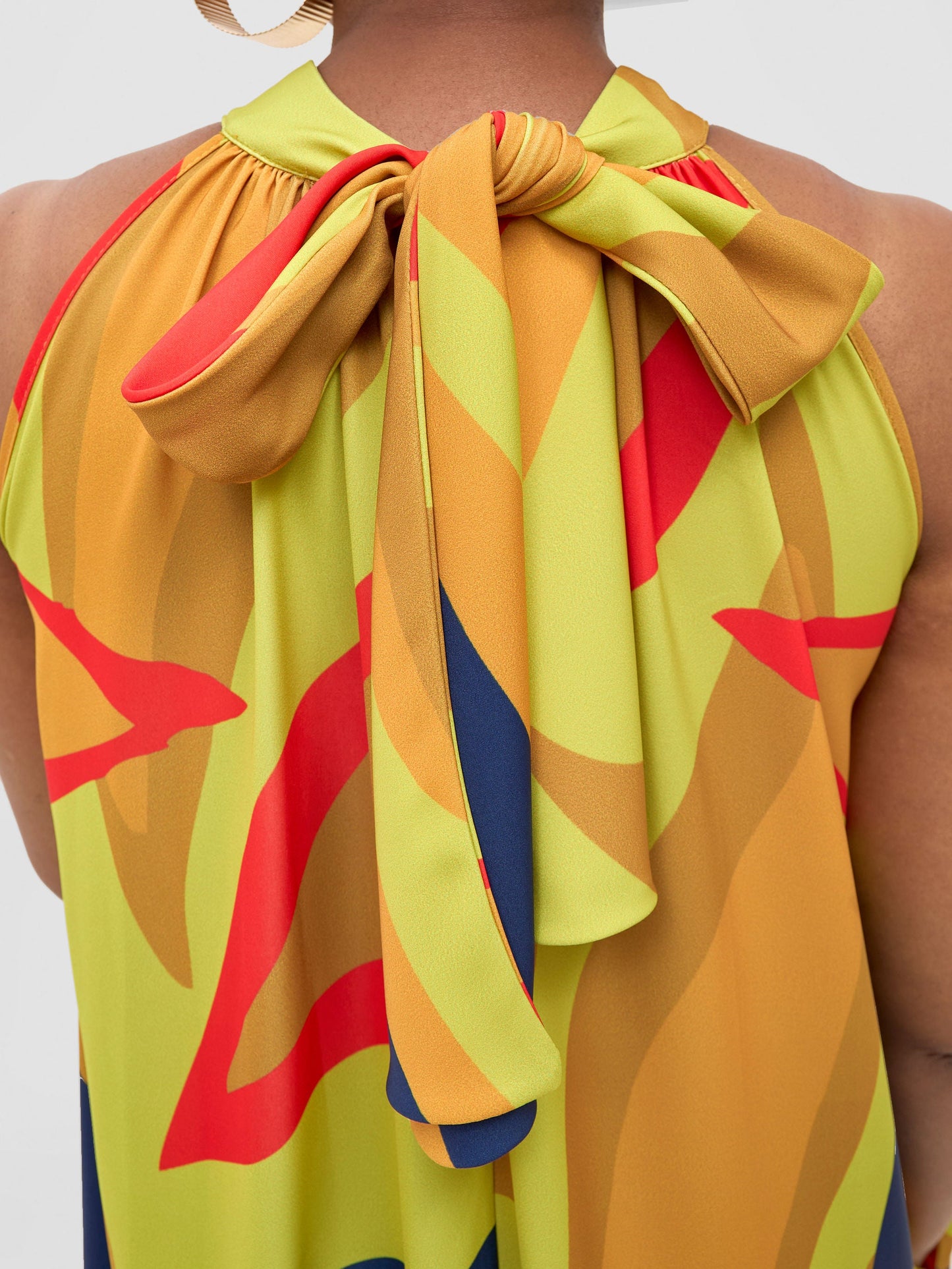 Vivo Kelemi Halter Maxi Dress - Lime / Red Lana Print