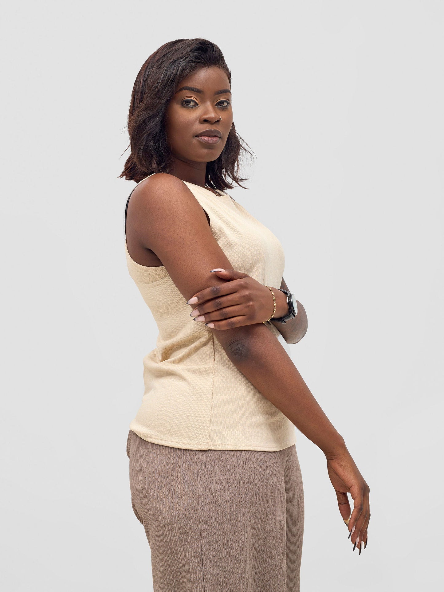 Vivo Chela Tank Top in Stretch Rib - Buttermilk