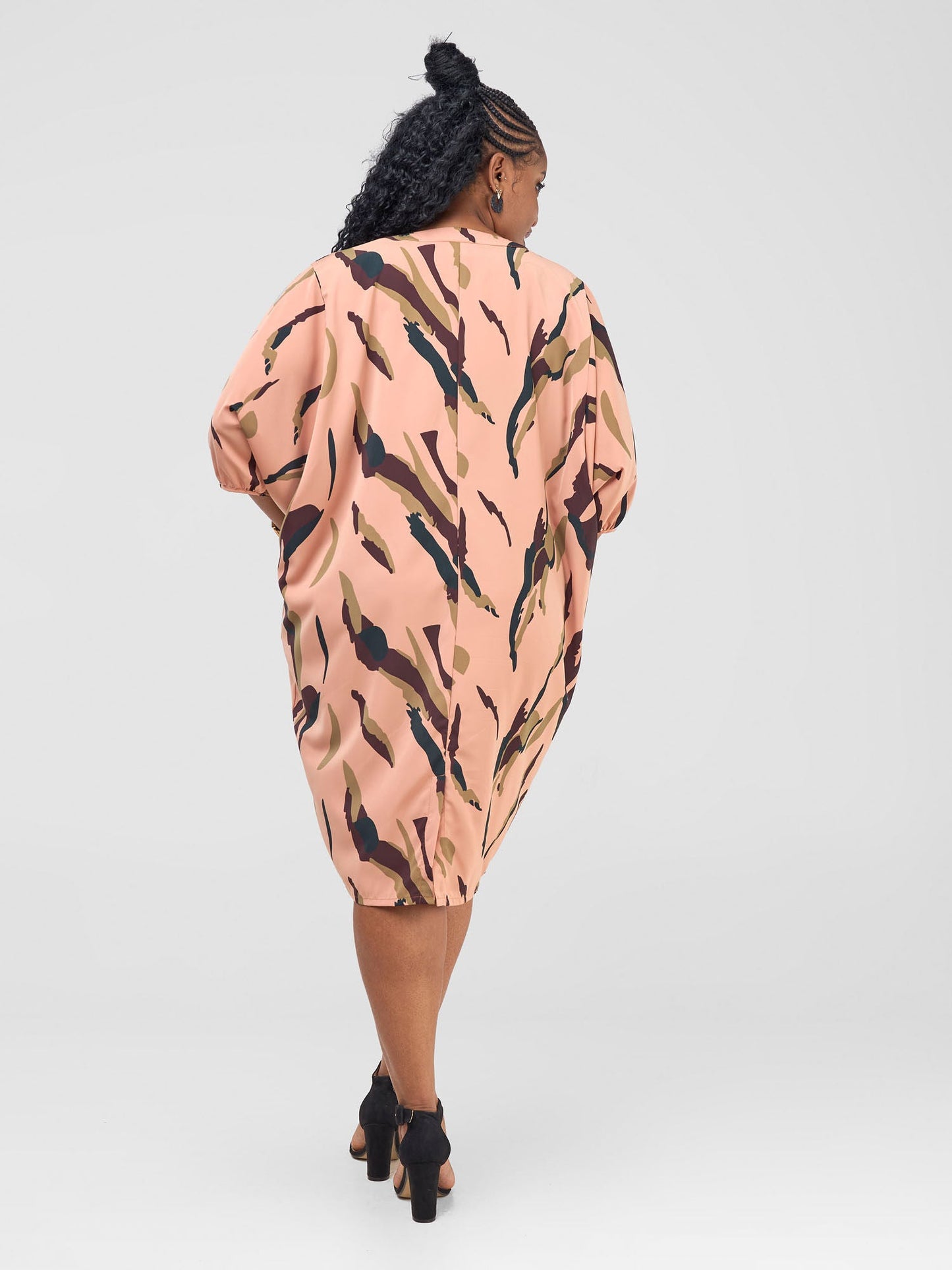 Vivo Reba Dolman Dress - Tan / Brown Reba Print