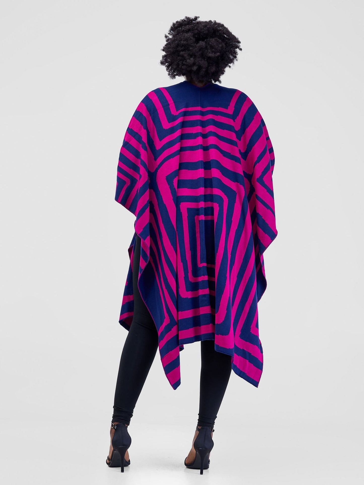 Vivo Reversible Printed Poncho - Fuschia / Navy Bustani Print