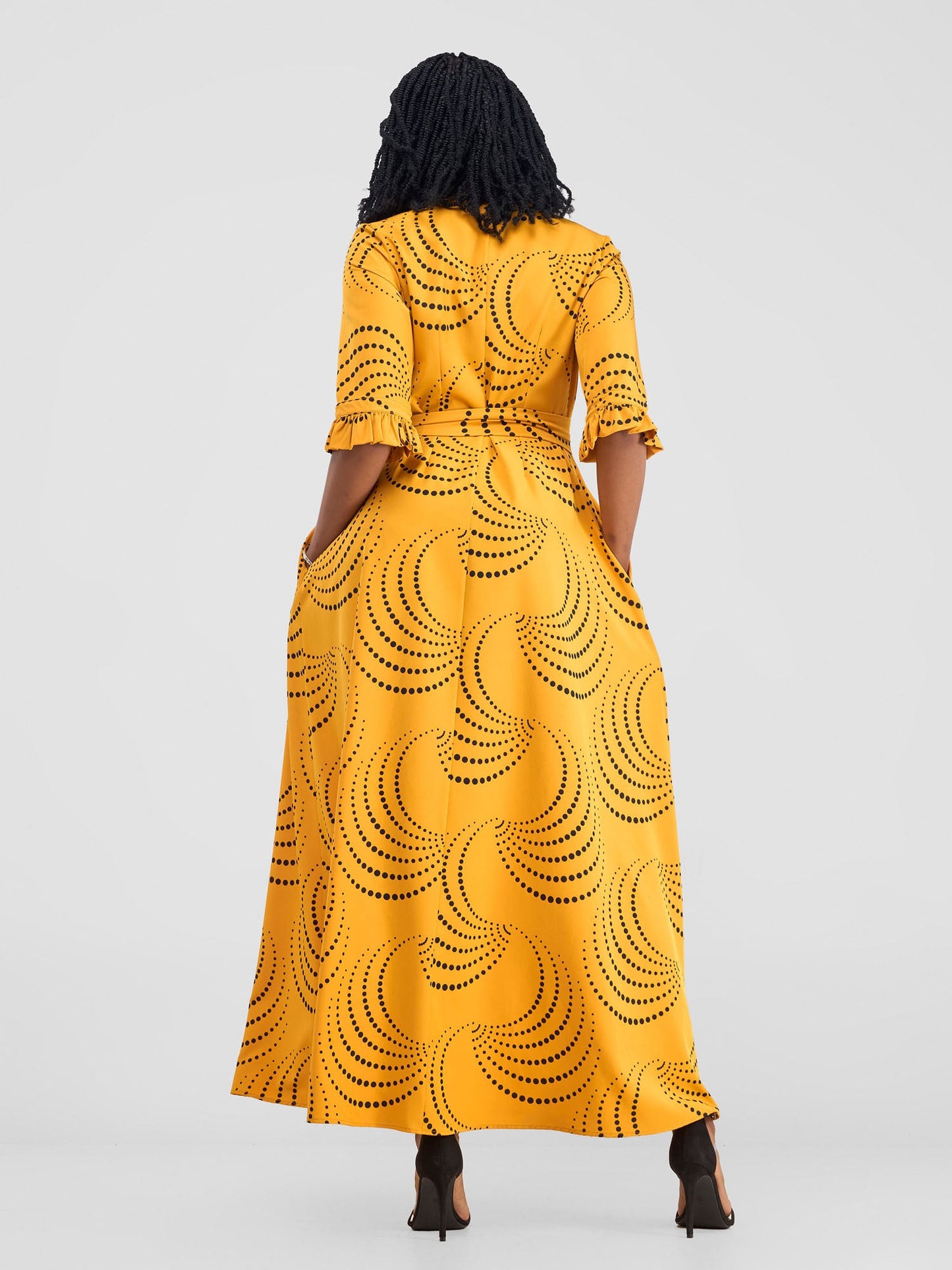 Vivo Nasinka Maxi Shirt Dress - Mustard / Black Sinka Print
