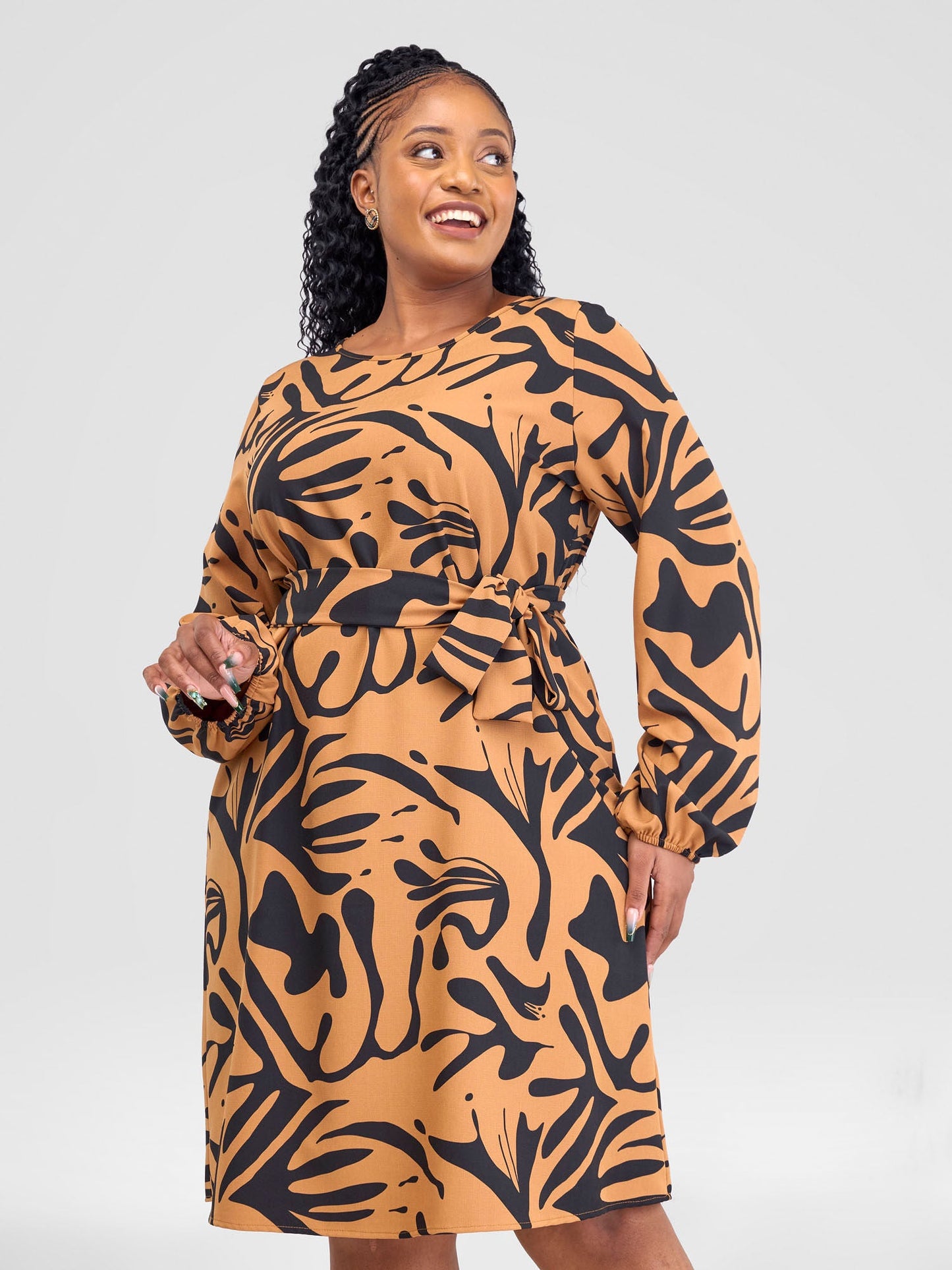 Vivo Zahari Shift Dress - Mustard / Black Zari Print