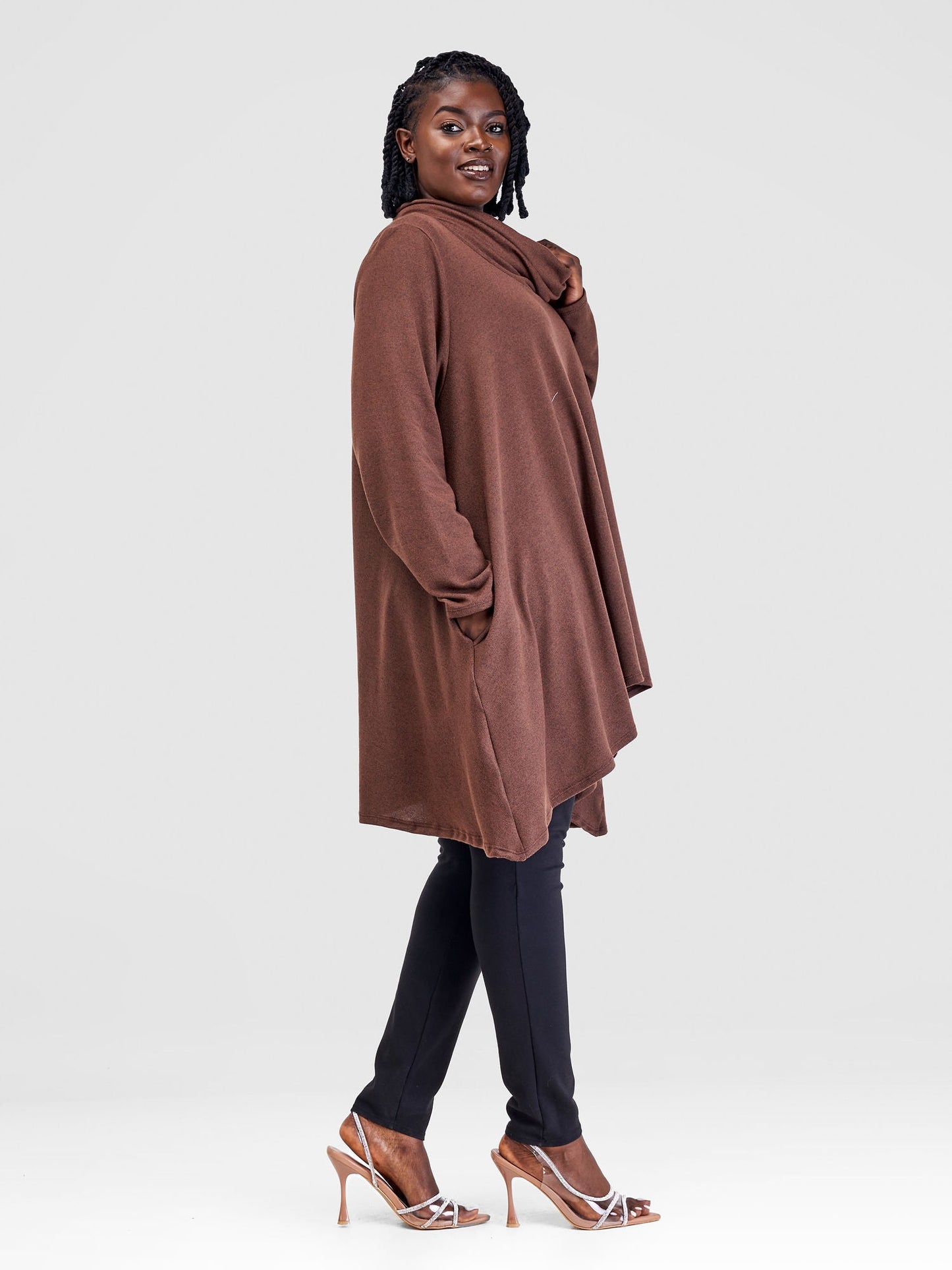 Vivo Basic Imelda Cowl Sweater - Chocolate