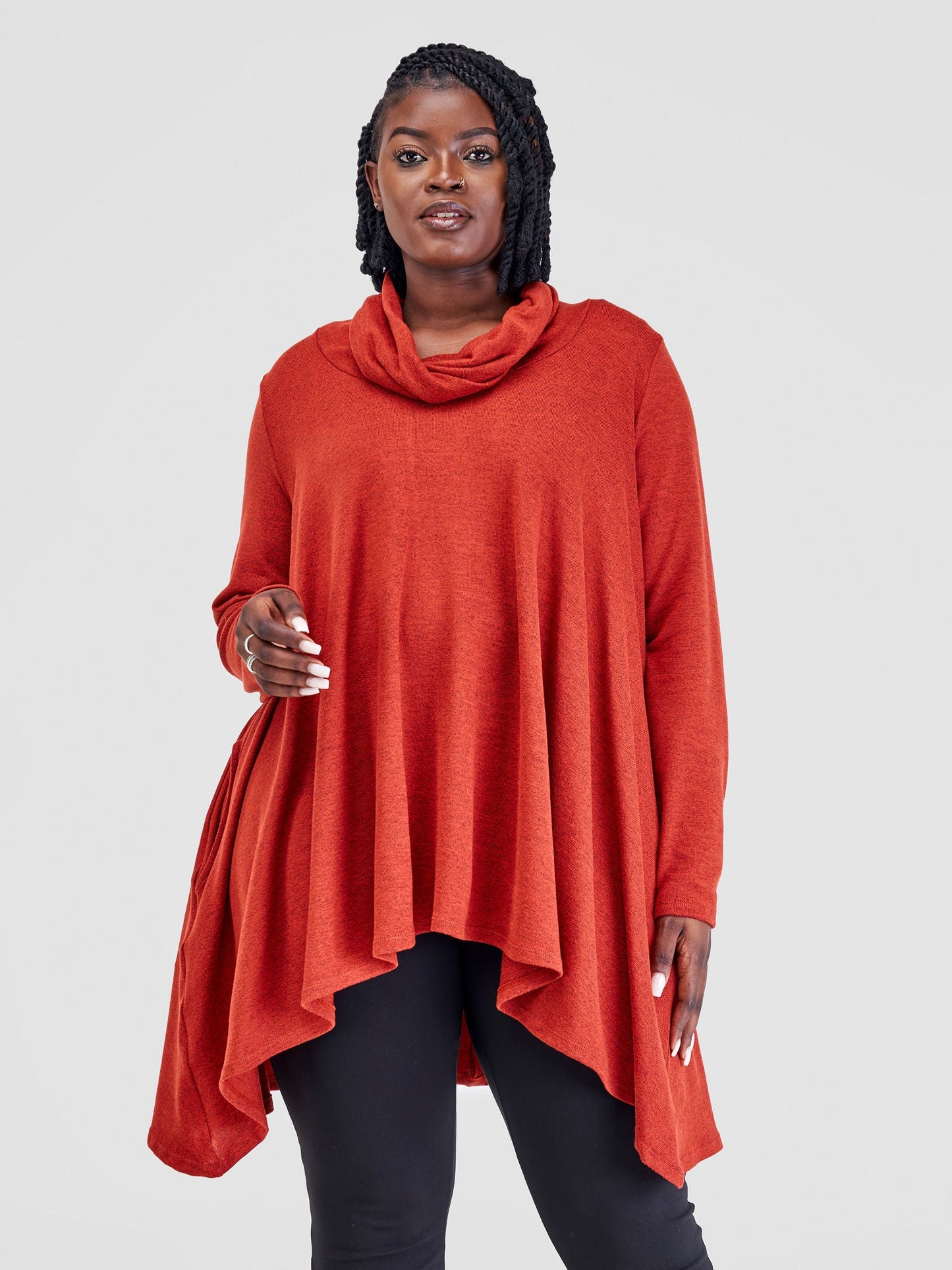 Vivo Basic Imelda Cowl Sweater - Rust