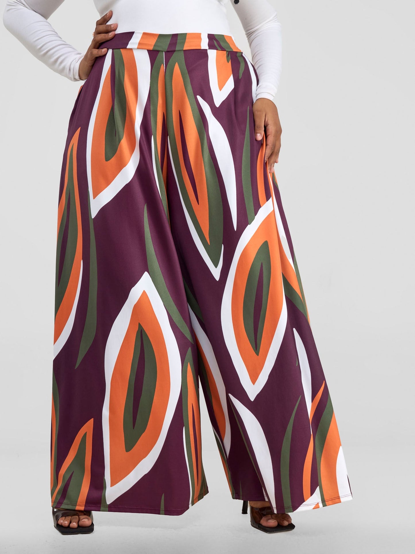 Vivo Kala Palazzo Pants - Burgundy / Hunters Bemba Print