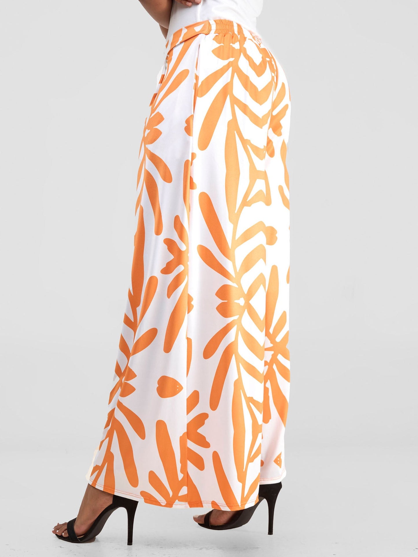 Vivo Kala Palazzo Pants - White / Orange Ukwi Print