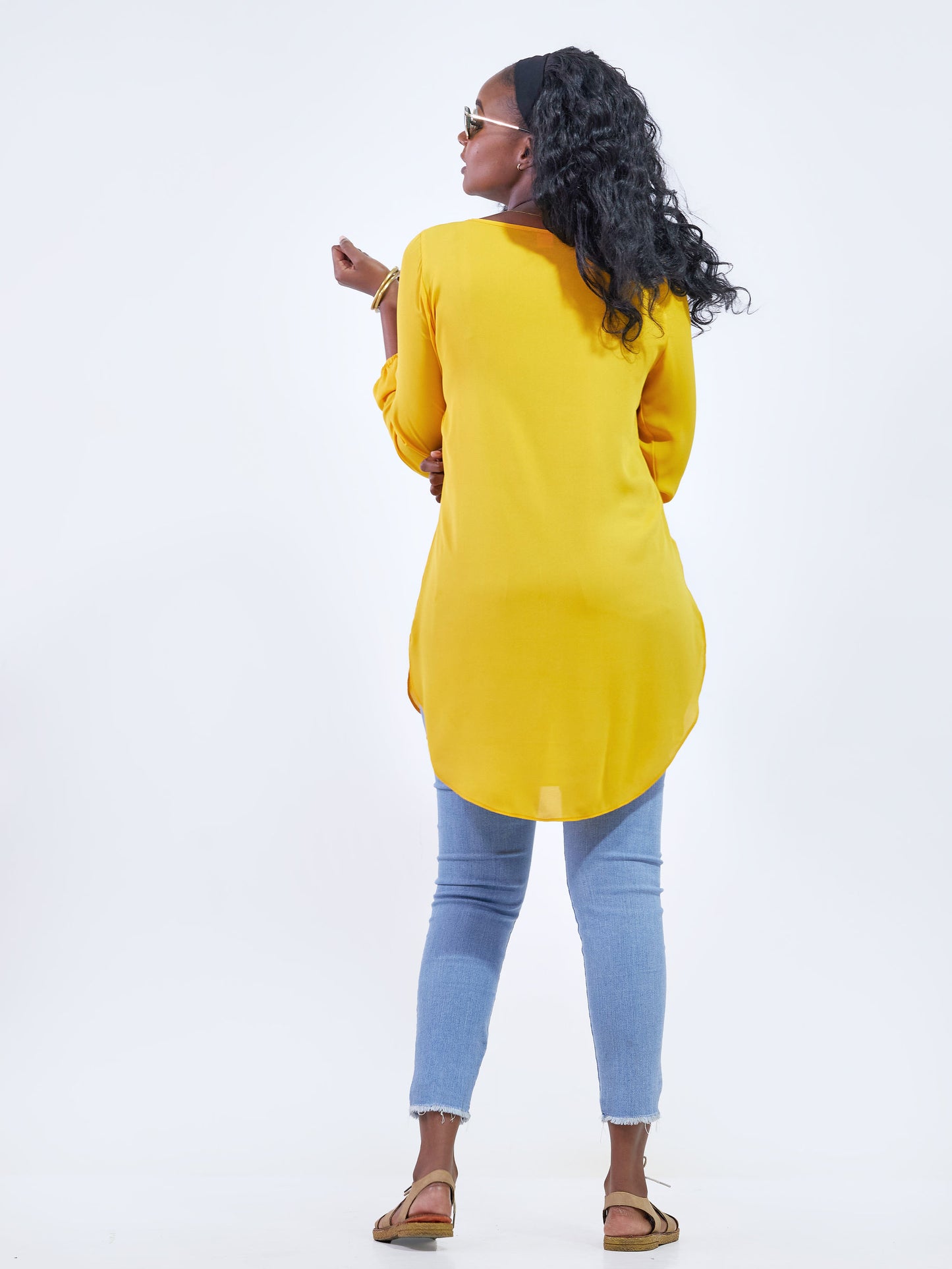 Vivo Tsavo Scalloped Hem Dress Top - Mustard