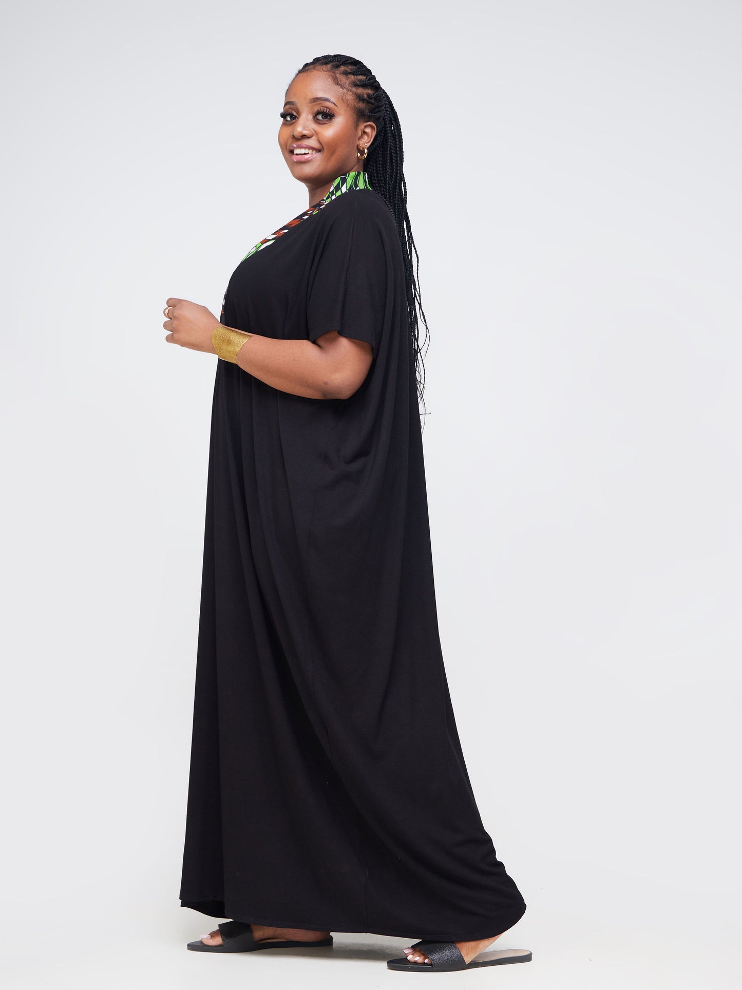 Vivo Arusha High Neck Kaftan Maxi Dress - Black