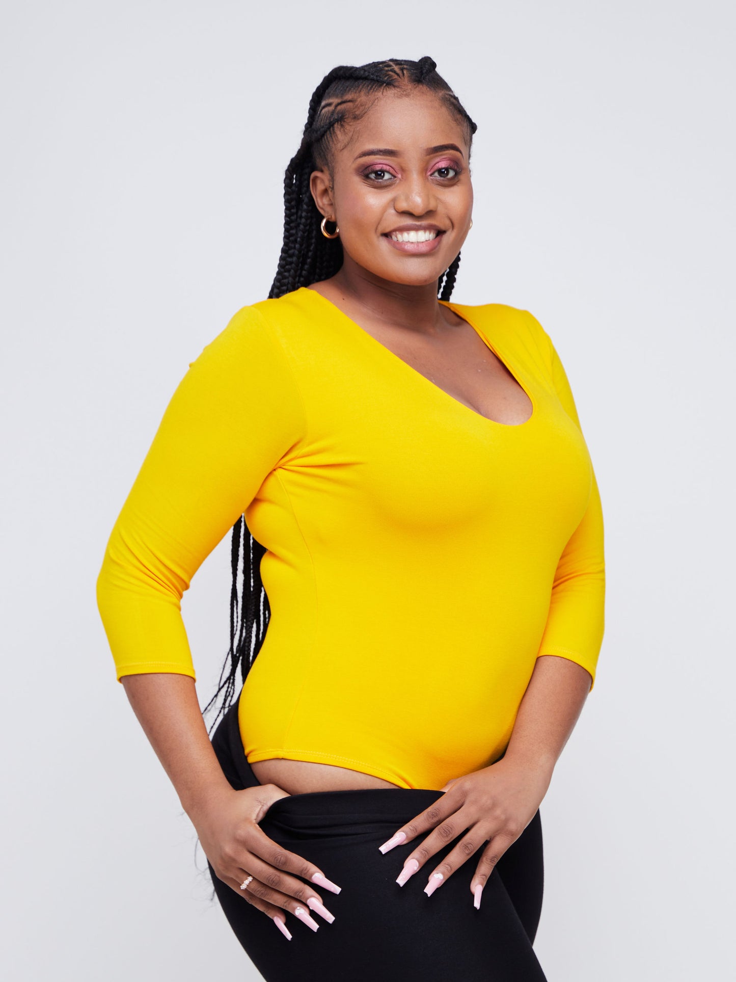 Vivo Basic 3/4 Sleeved Double Layered Bodysuit - Yellow