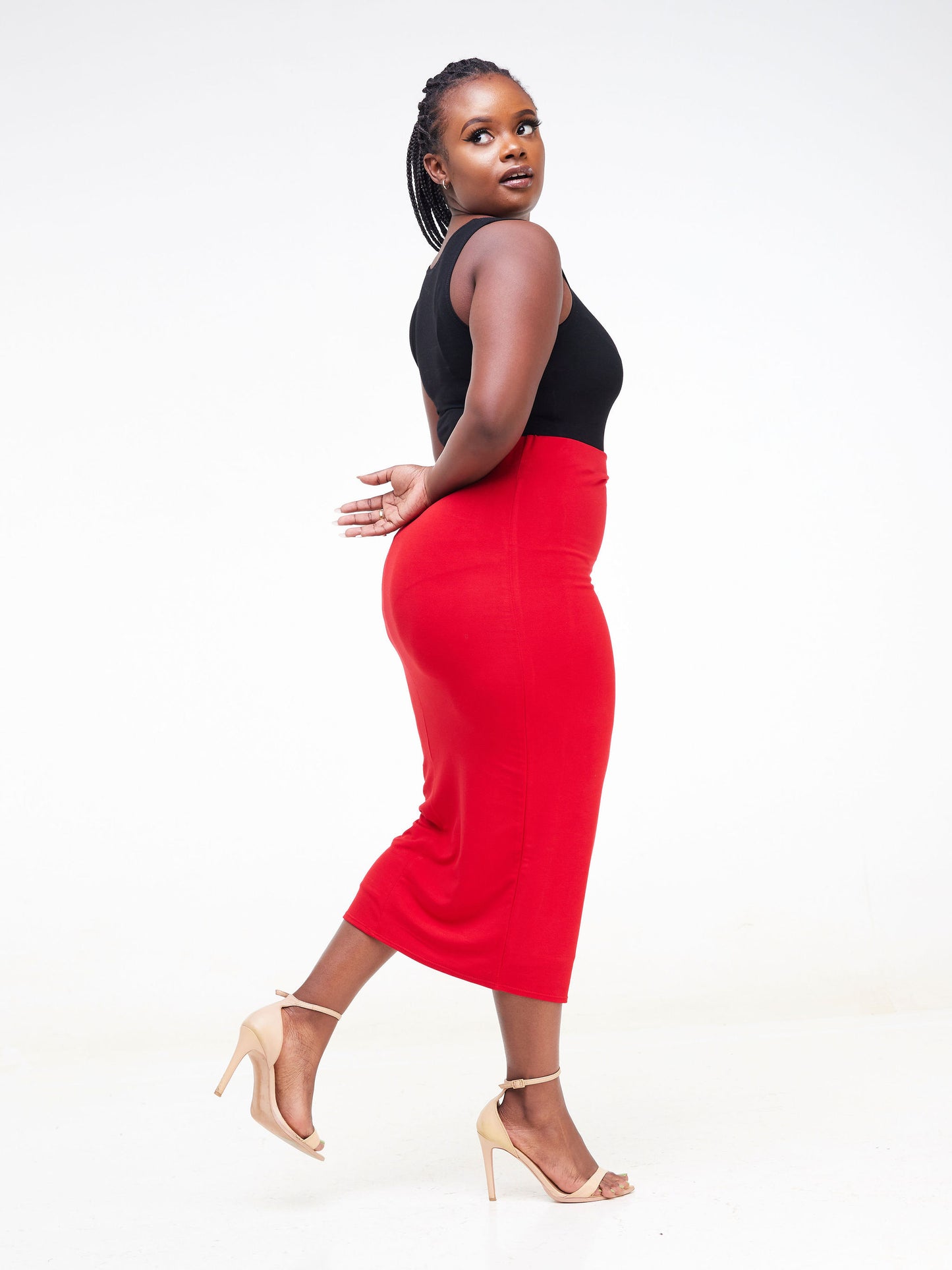 Vivo Basic Lined Capri Skirt - Red
