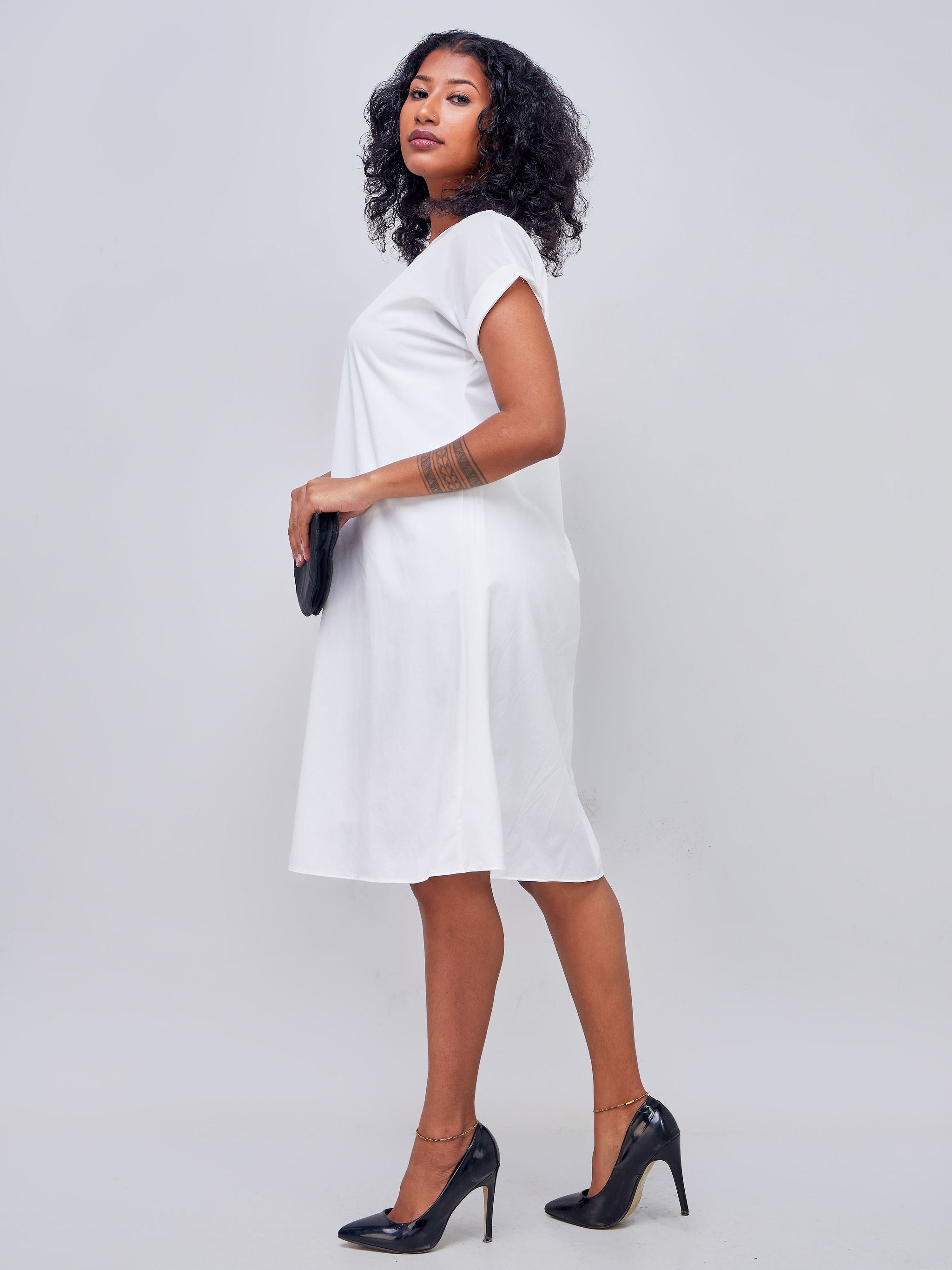 Vivo Pesi Drop Shoulder Tent Dress - White