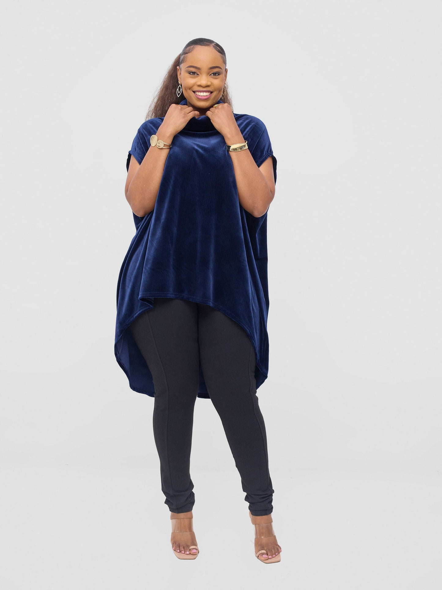 Vivo Binti High Low Poncho - Navy