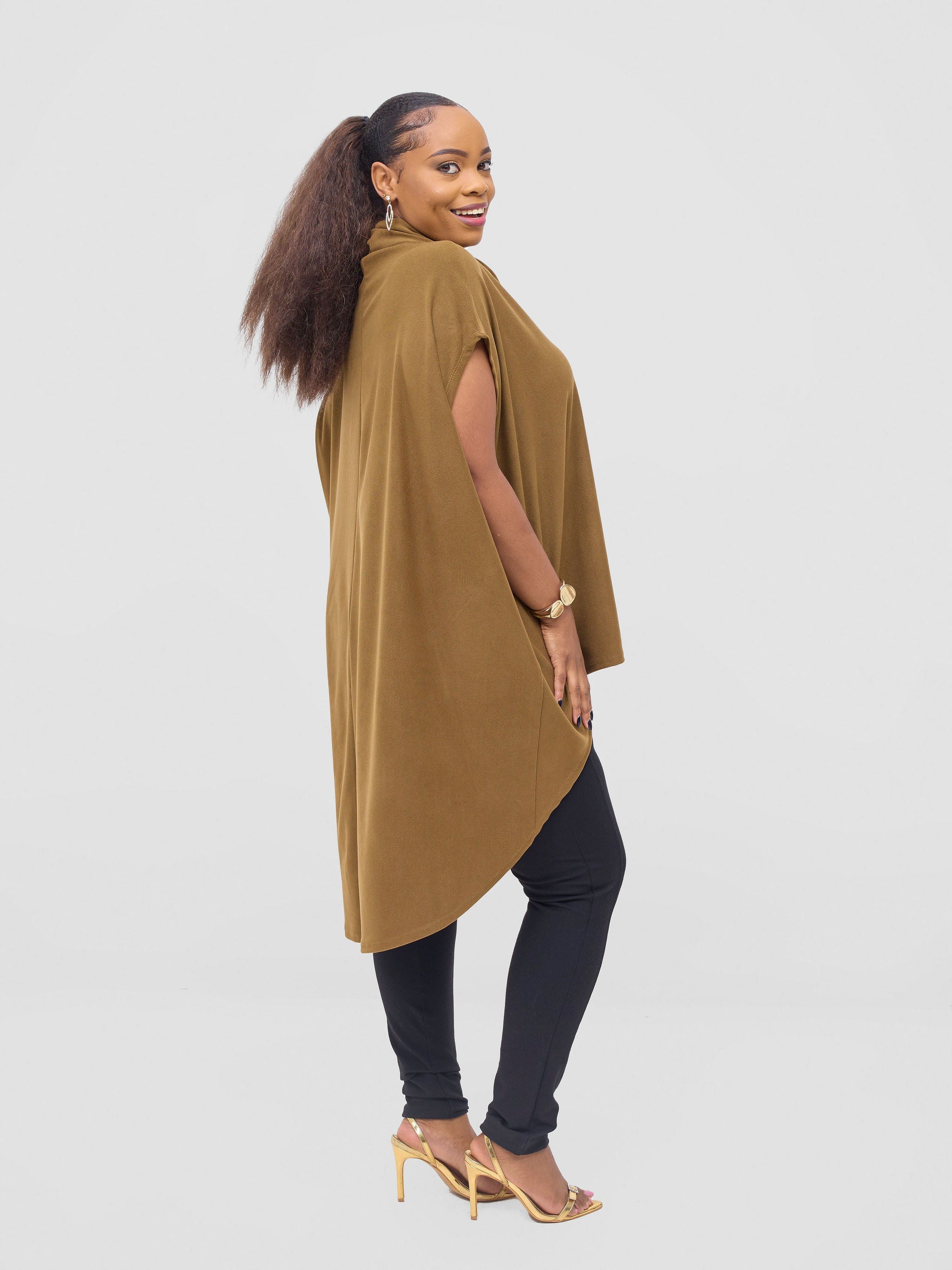 Vivo Binti High Low Poncho - Light Olive