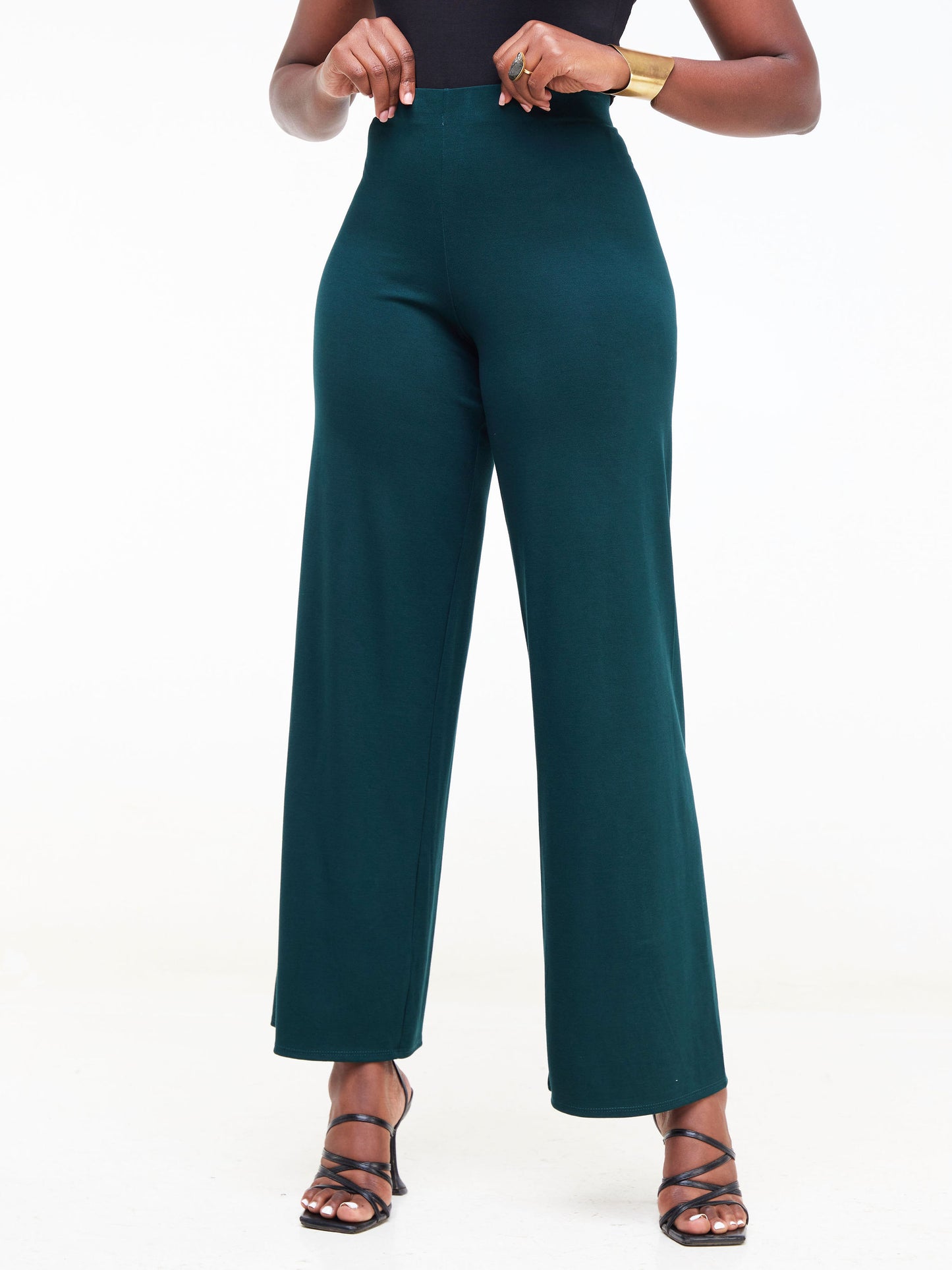 Vivo Basic Palazzo Pants - Dark Green