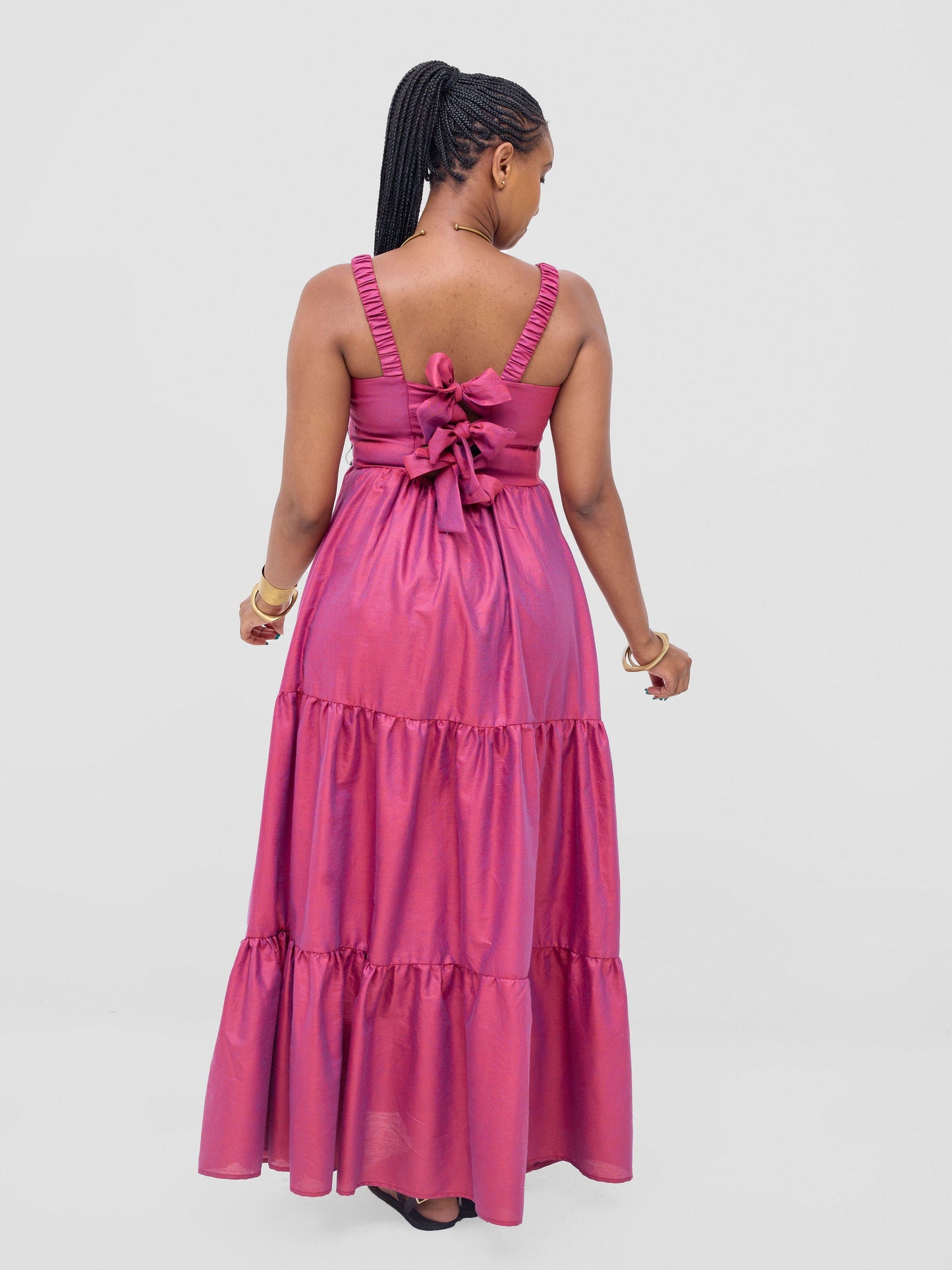 Safari Kikoy Tie Back Maxi Dress - Maroon