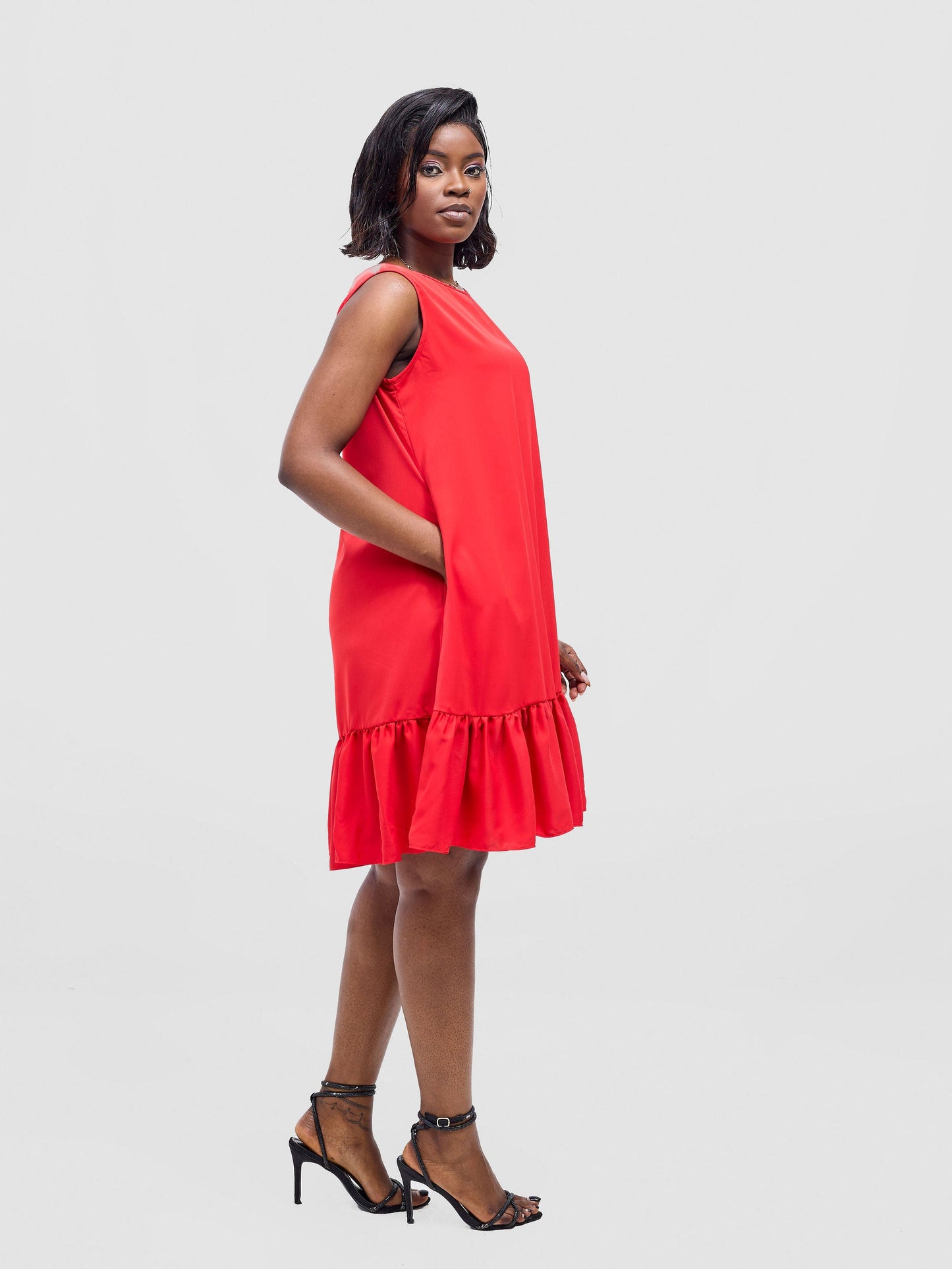 Vivo Dalia Sleeveless Gathered Tent Dress - Red