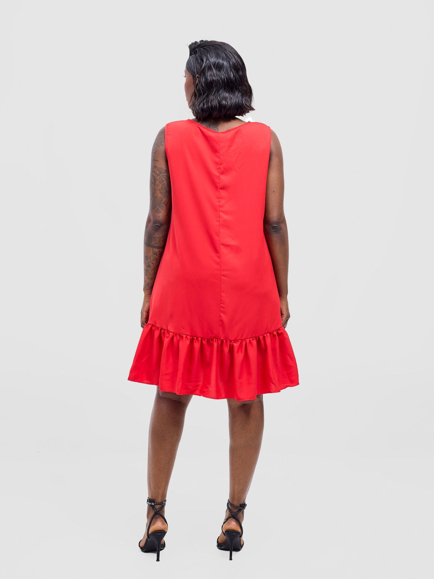 Vivo Dalia Sleeveless Gathered Tent Dress - Red