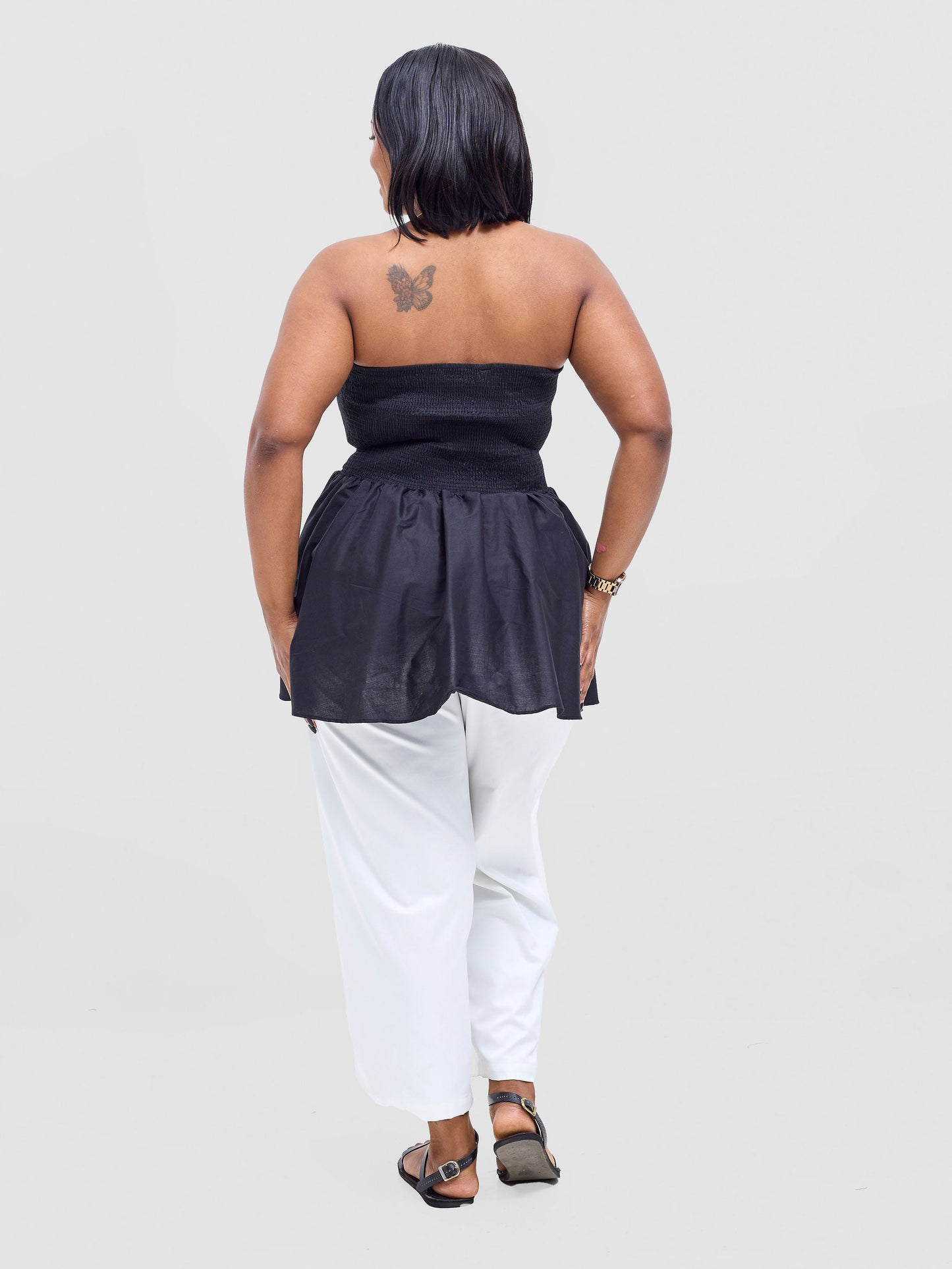 Safari Tiwa Shirred Top - Black