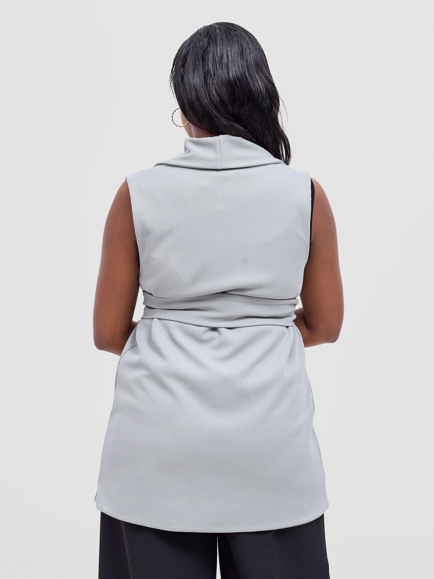 Vivo Basic Sleeveless Double Layered Coat - Grey